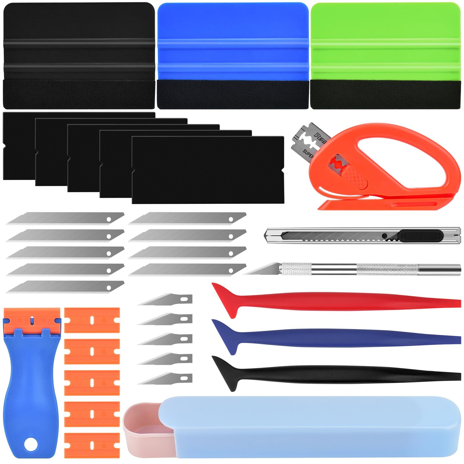 Car Vinyl Wrap Tool kit 35pcs, Window Tint Tools Kit 35, Blue