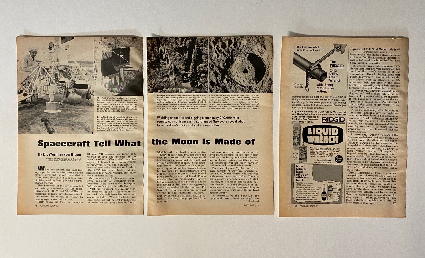 Nasa’s Spacecraft Tell What The Moon Is Made Of 1968 Article Science Memorabilia