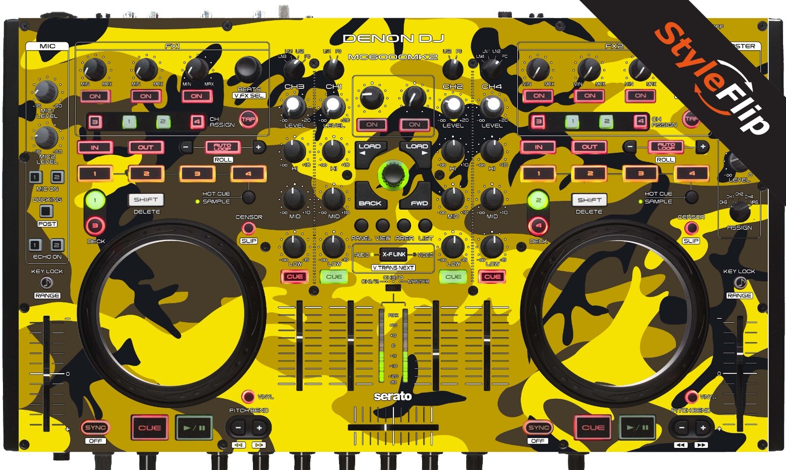 Denon MC 6000 MK2 | Color Yellow Camo | Protective Decal | StyleFlip Skins
