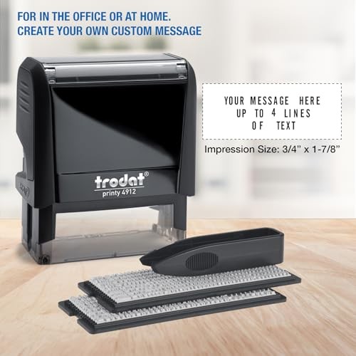 Printy 4912 Self Inking Do it Yourself (DIY) 4 line Personalized Custom Black