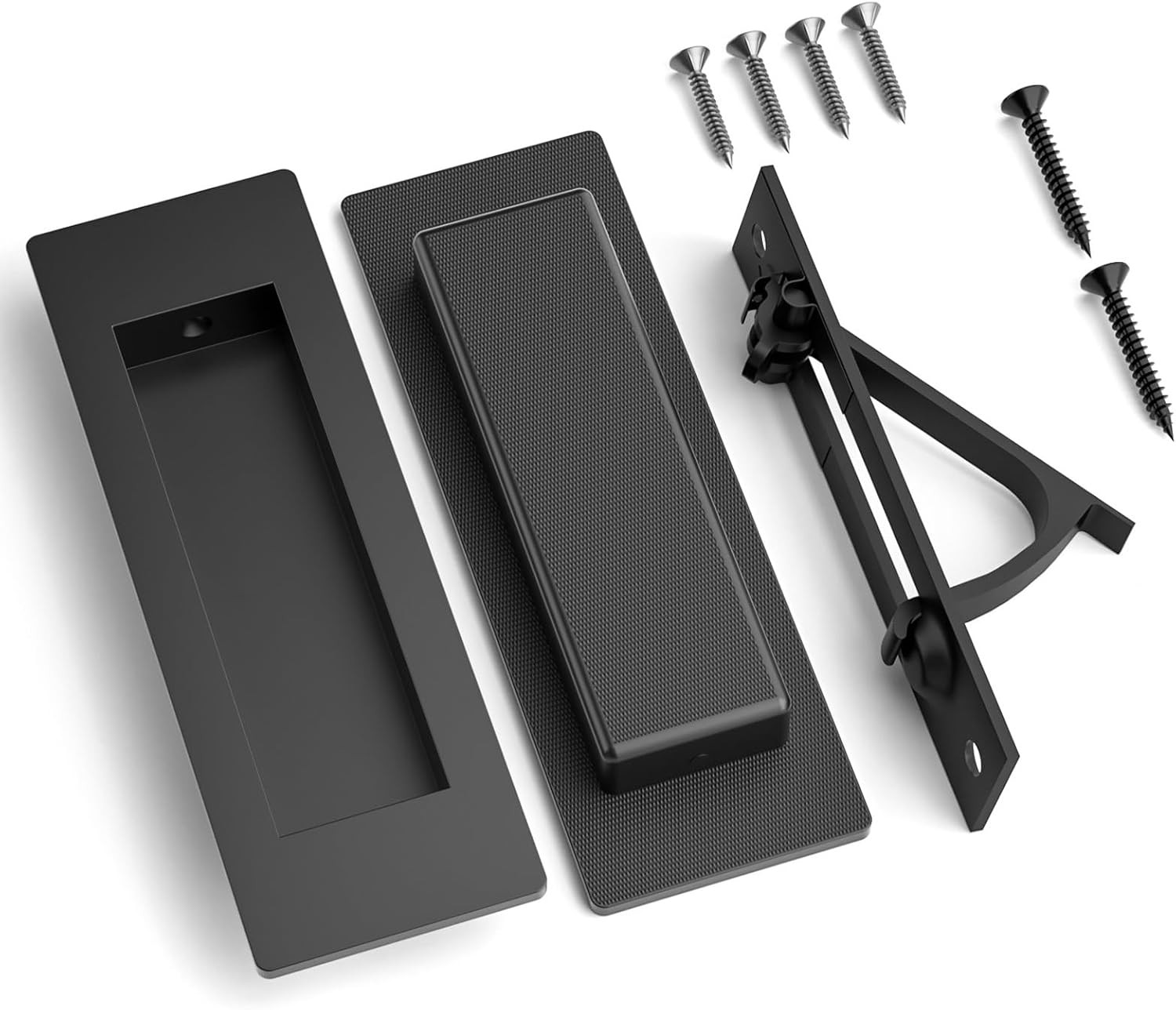 Pocket Door Handle Black 2 Recessed Finger Pulls &1 Edge Pull