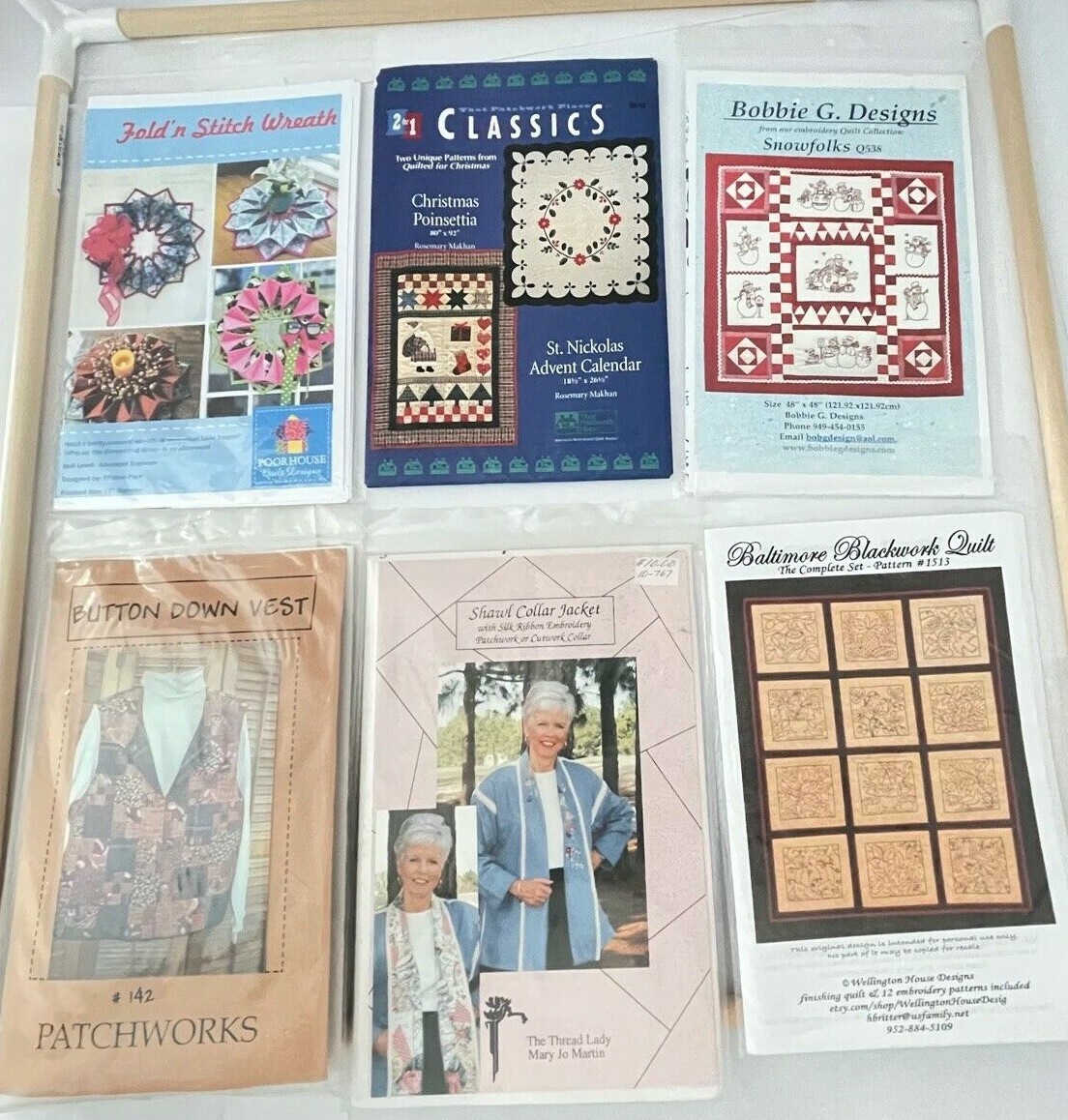 Lot Of 6 Patterns Embroidery Instructions For Quilts Craft Sewing.