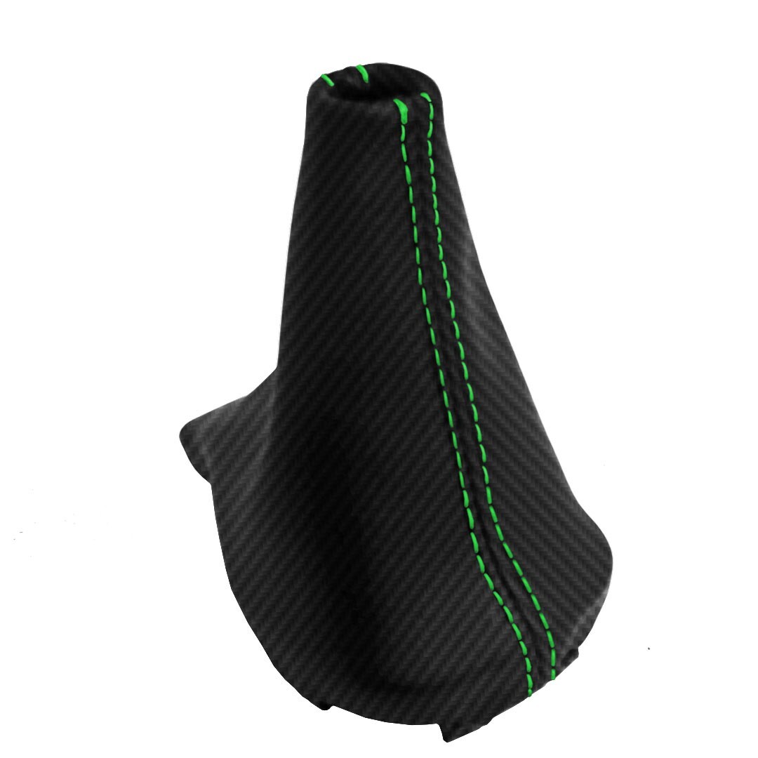 Automatic Shift Boot PVC Carbon Fiber for Kia Soul 11-13 Green Stitch