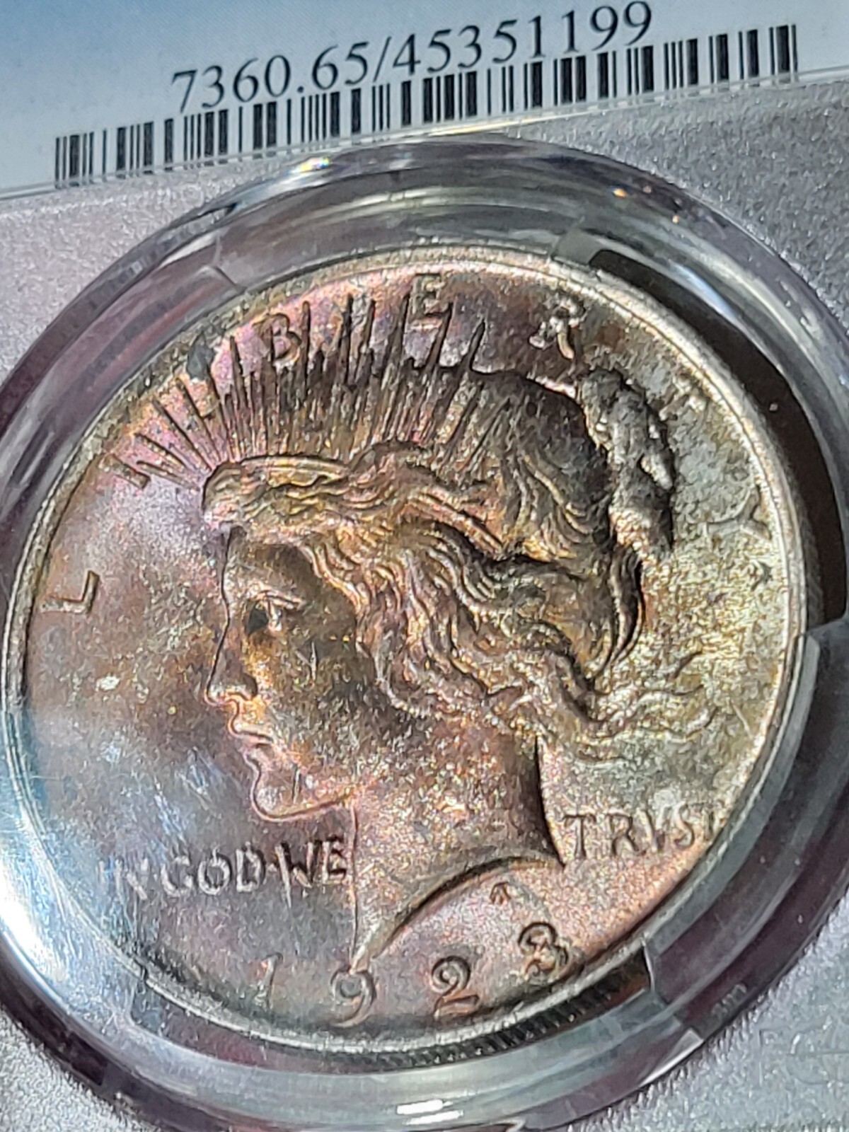 1923 $1 Peace Dollar PCGS MS65 Toned