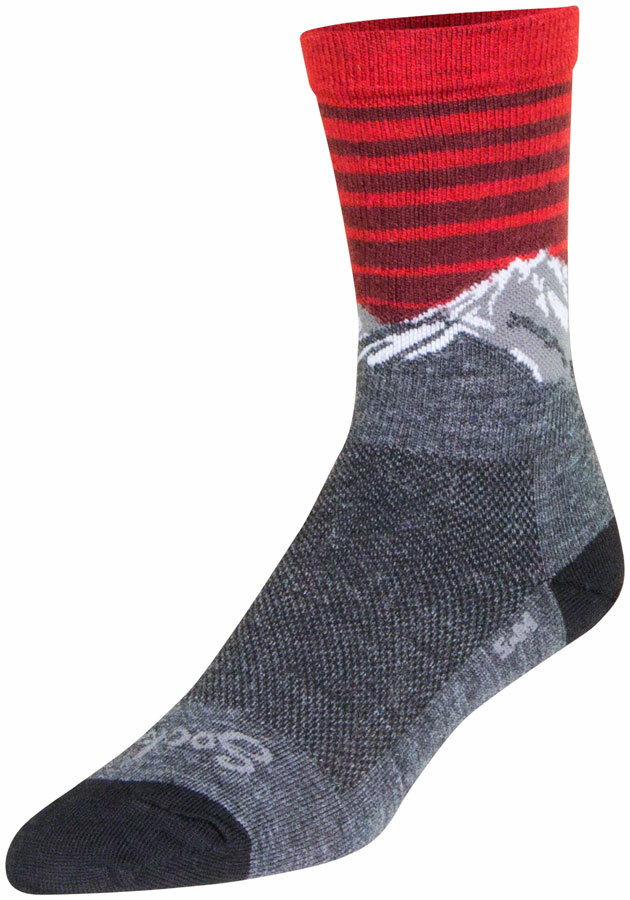 SockGuy Summit Wool Socks | 6 inch | Gray/Red/White | S/M
