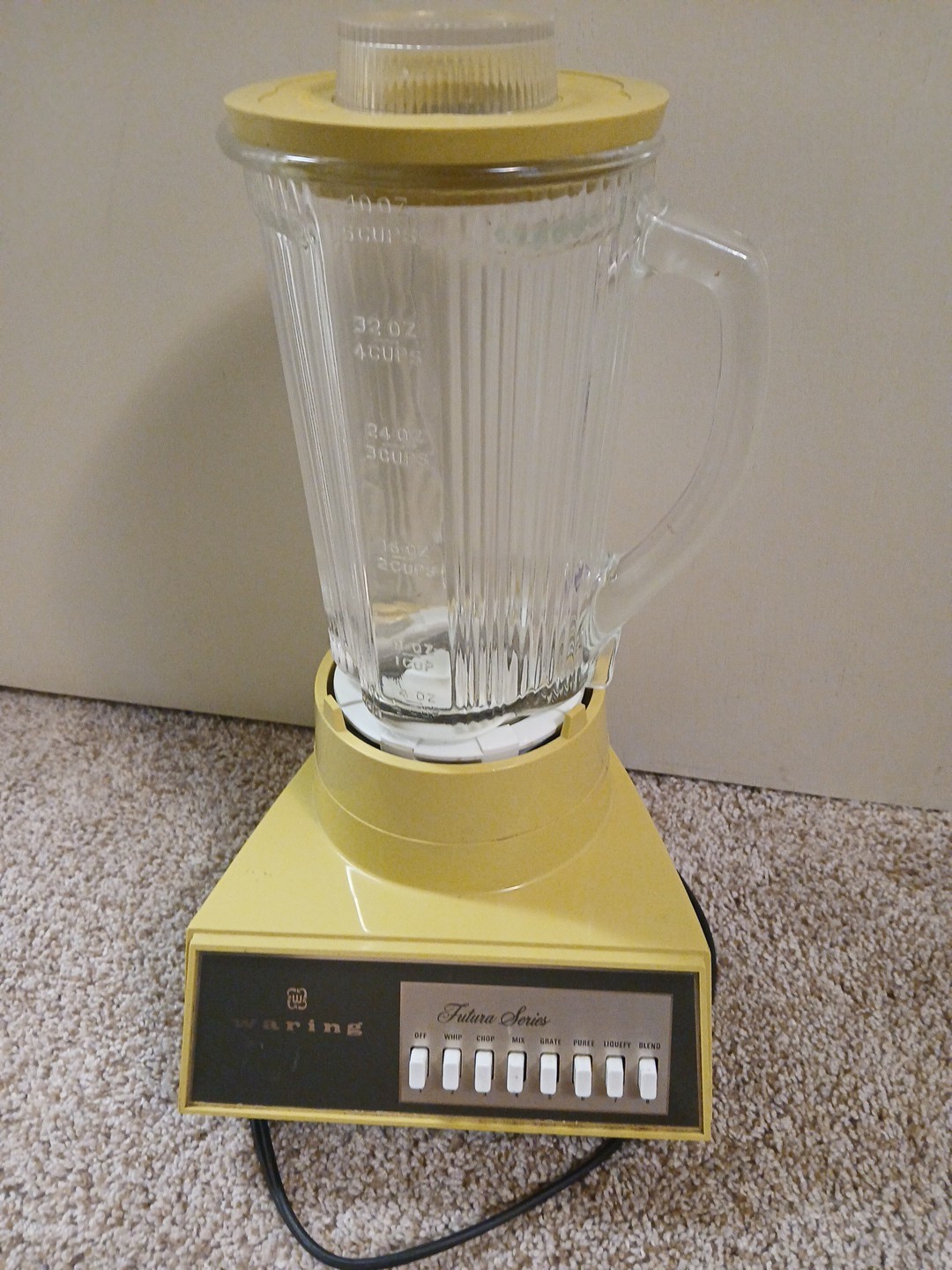 VTG MCM Waring Futura Series 8 Speed Blender Yellow Tested-Works! Model 11-156