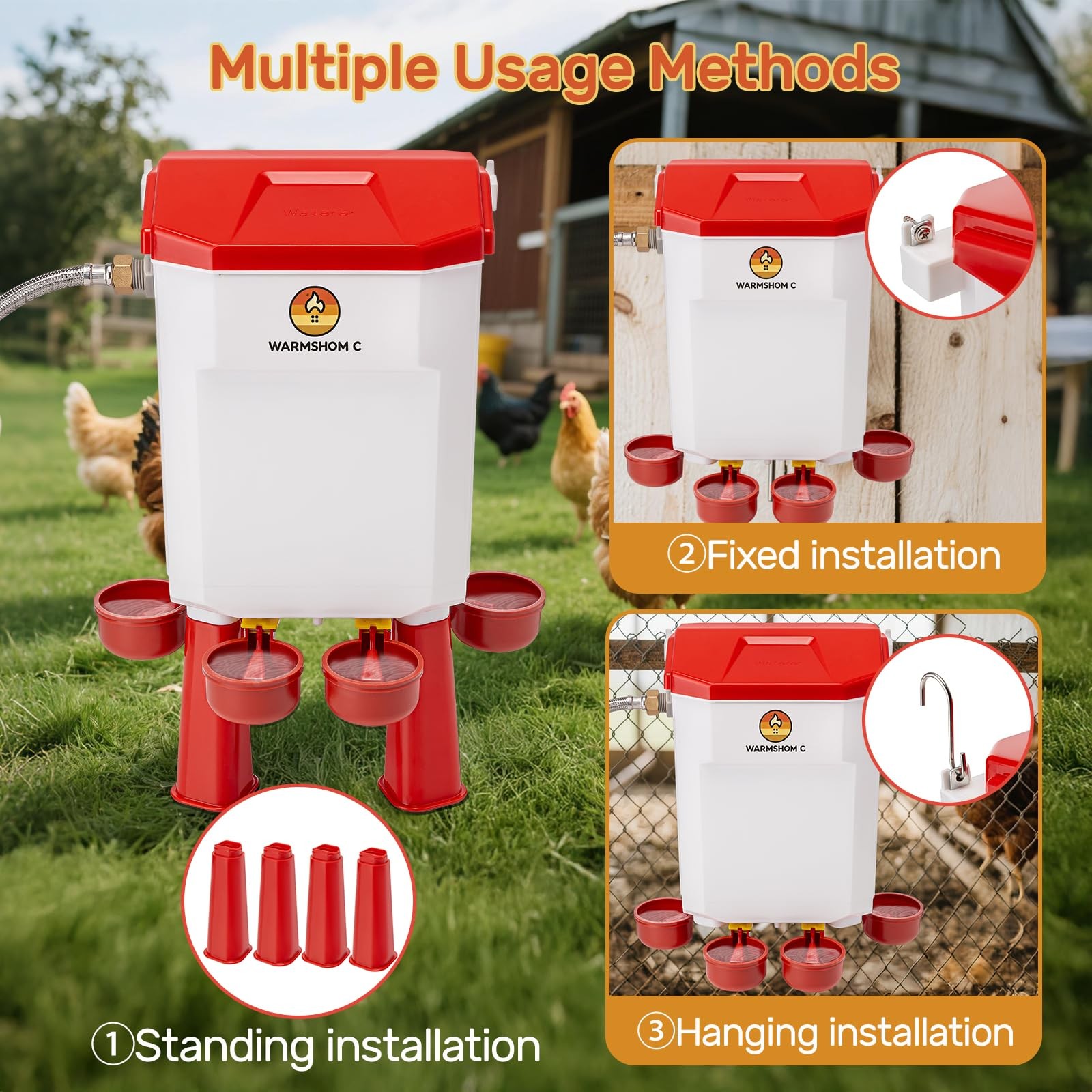 Automatic Chicken Waterer Float-Controlled Large Stainless Steel Hose Suitable