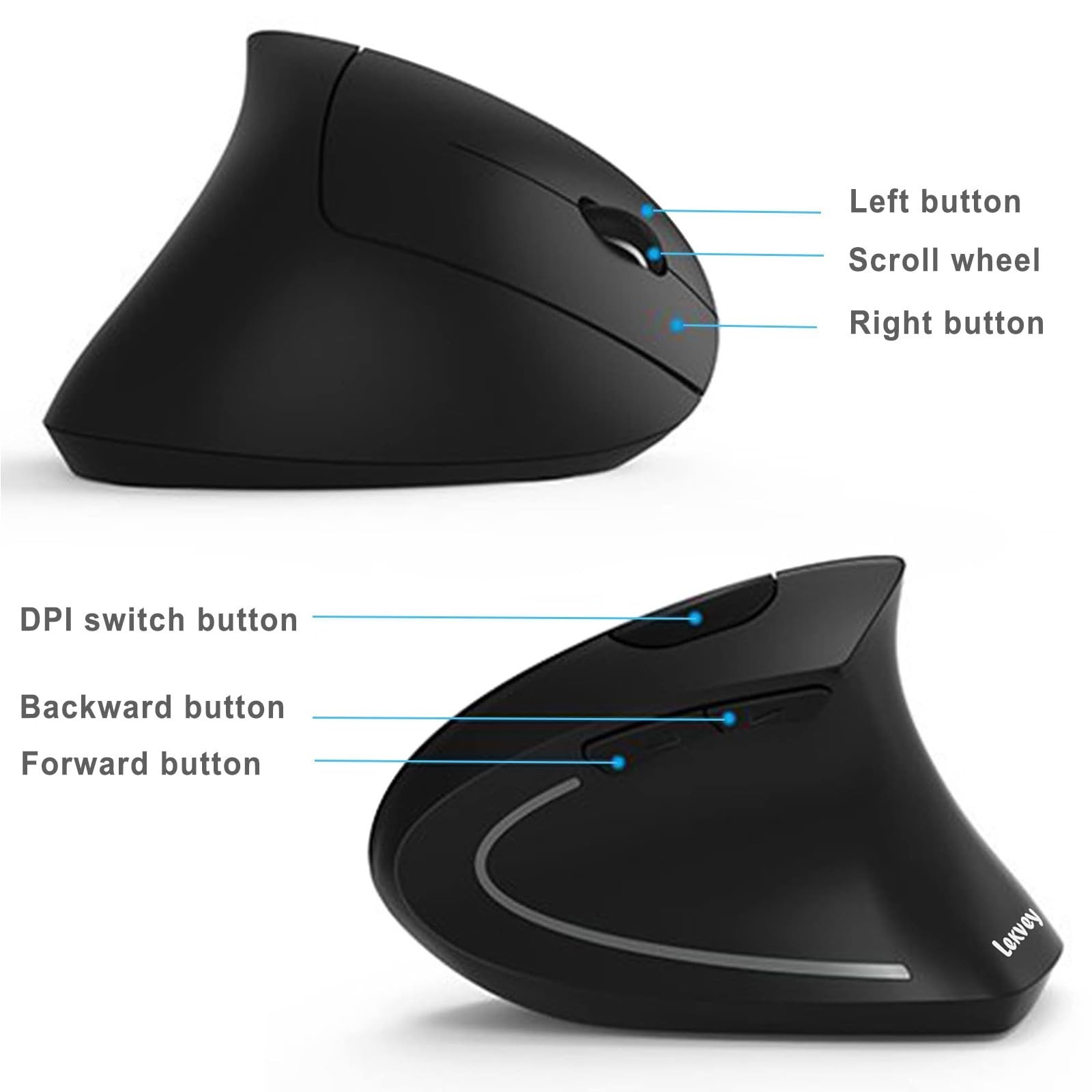 Ergonomic Mouse, LEKVEY Vertical Wireless Mouse - Rechargeable 2.4G Optical V...