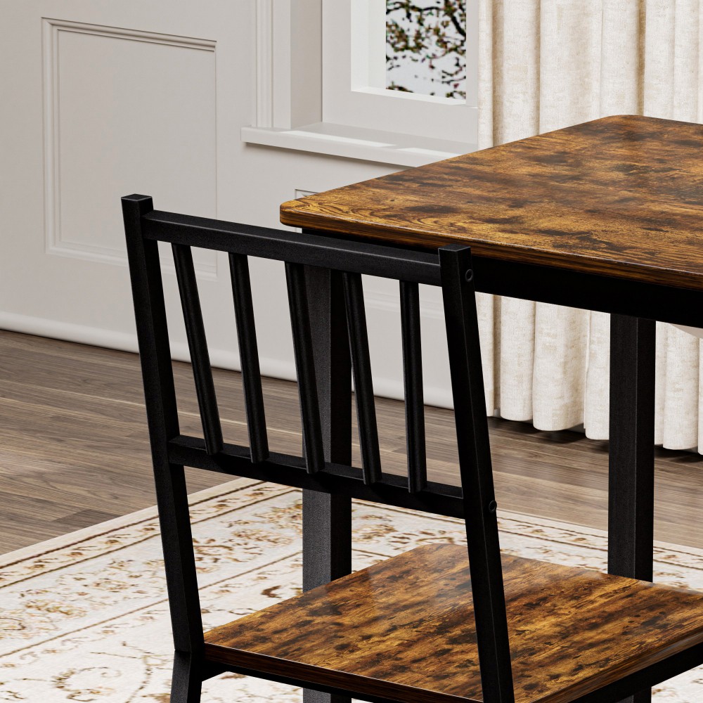 35" Dining Table with 2 Chairs, Industrial Kitchen Counter Set, Rustic Brown