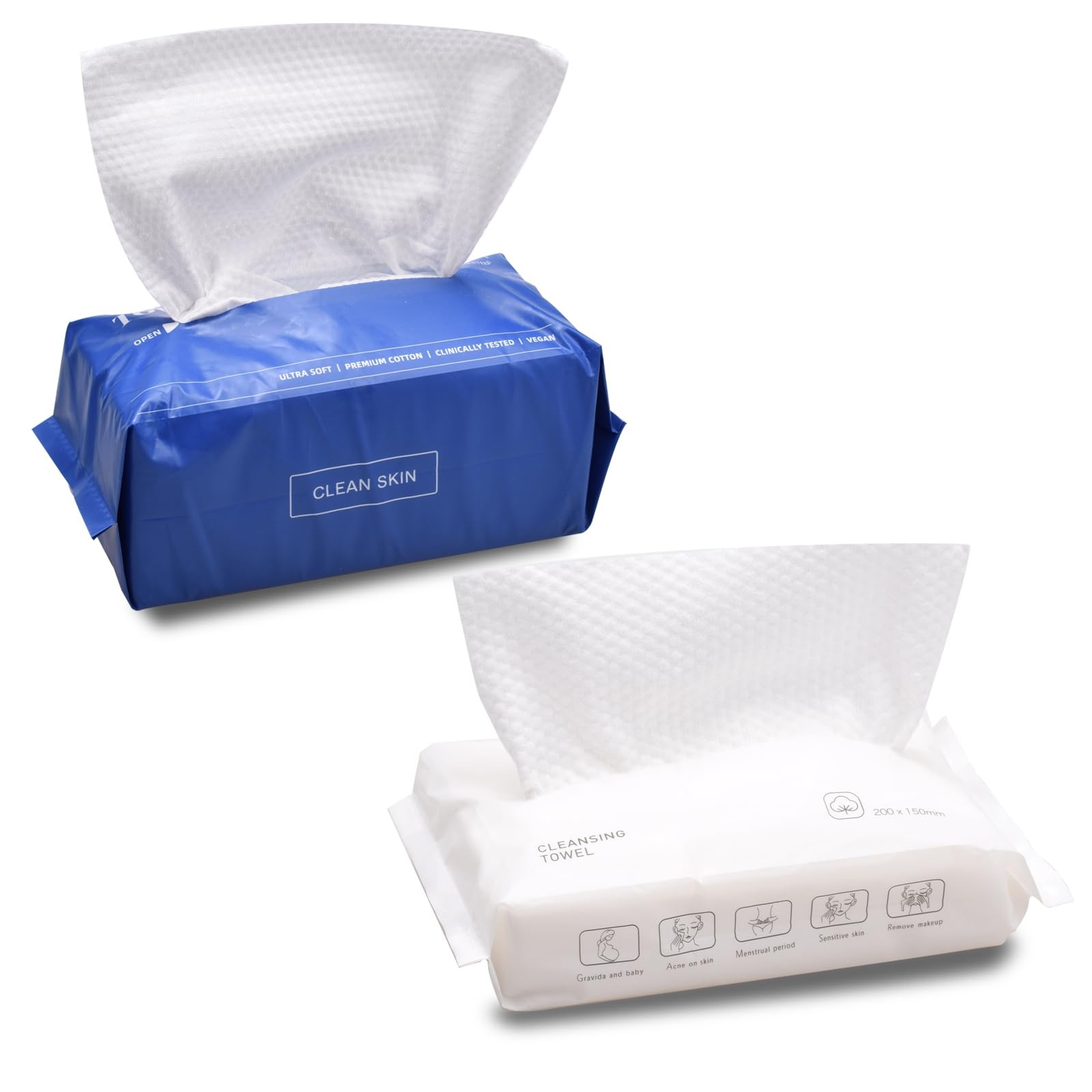 Extra Thick Disposable Face Towels, 80 Count, Large 7.9 x 7.9 in, Soft Dry Fa...