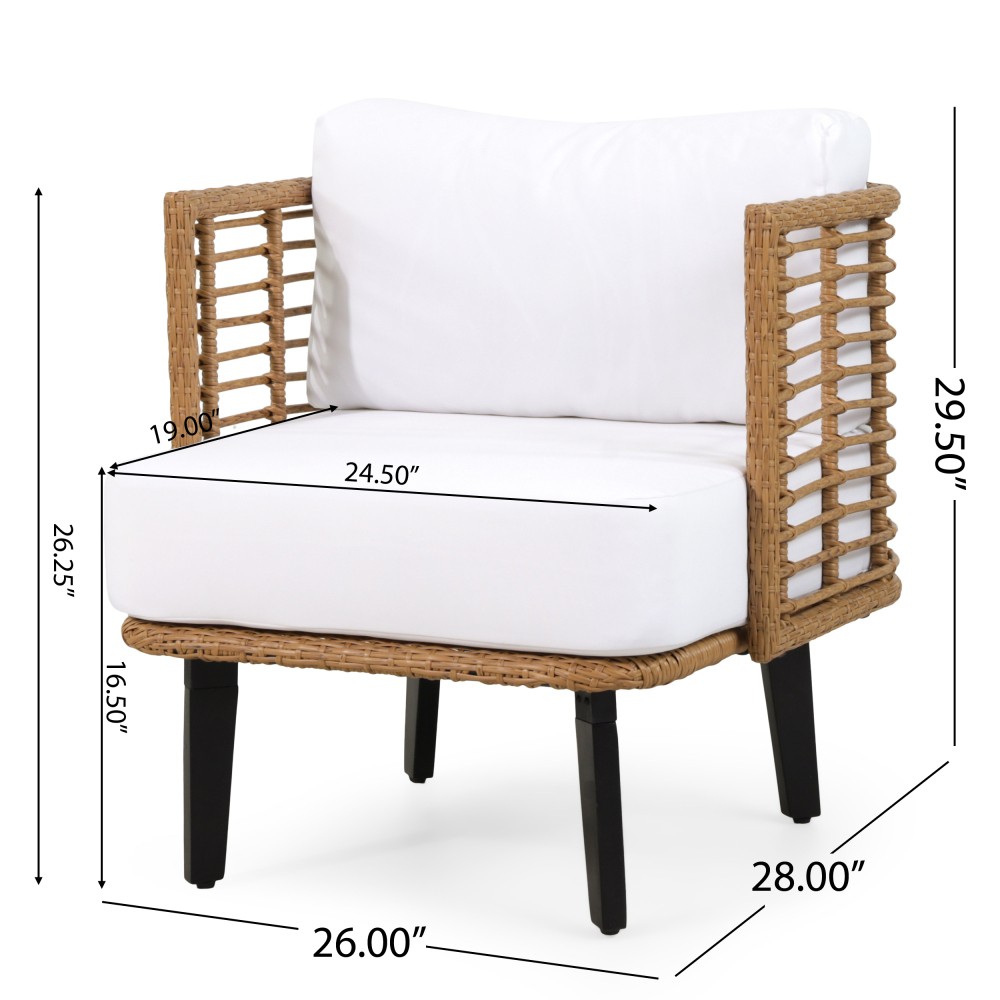 Brown Outdoor PE Rattan Club Chair Modern Patio Lounge Chair with