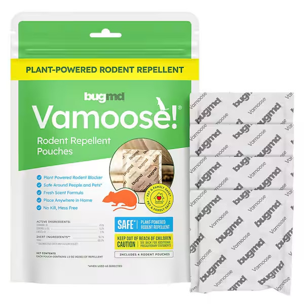Vamoose, Rodent Pouches, Plant-Powered Rat, Works Anywhere 1 Pack, 4 Pouches