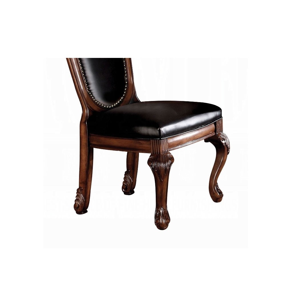 Black and Cherry Side Chair with Nailhead Trim
