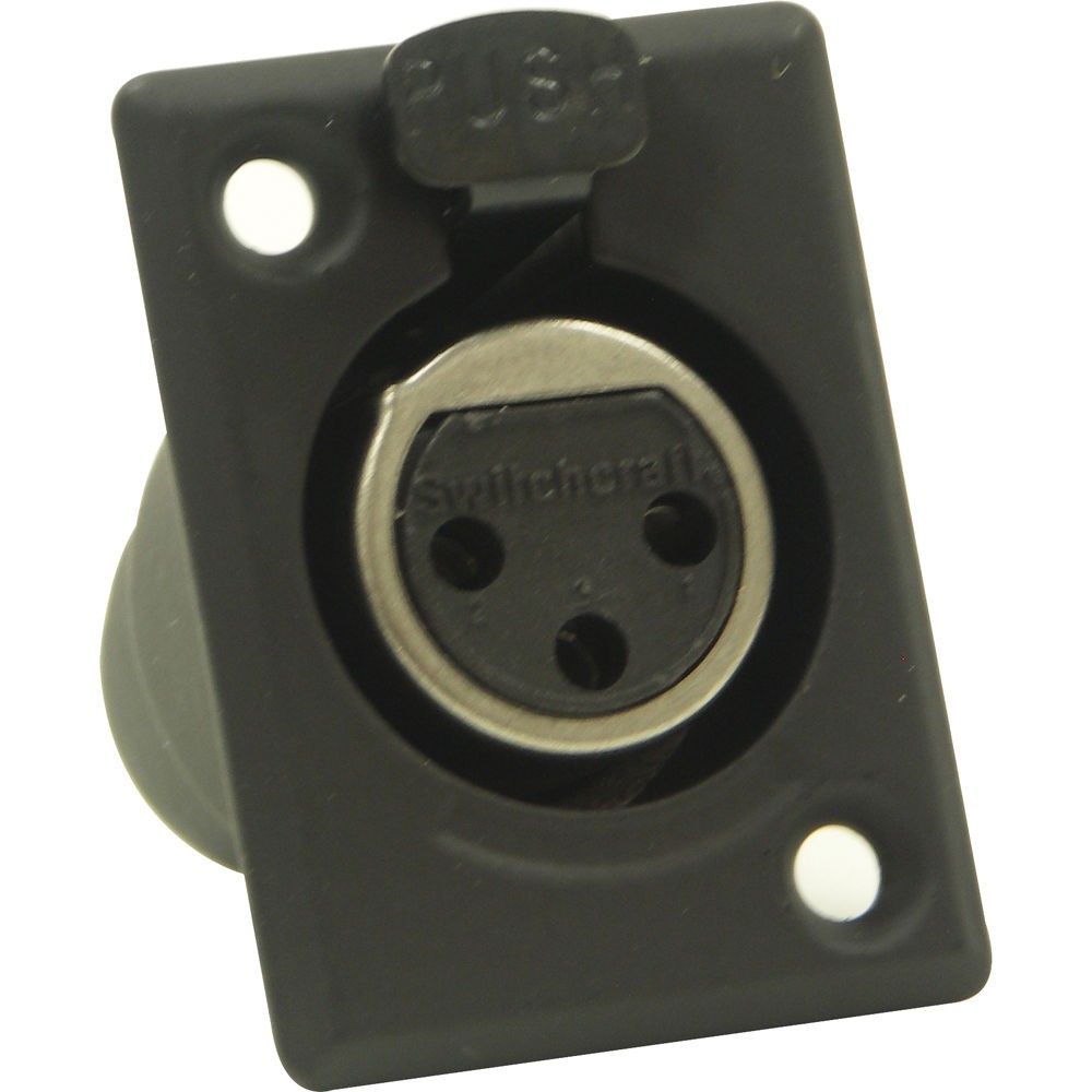 Switchcraft D3FBX 3-Pin XLR Female D Series Connector, Silver Pins/Black Finish
