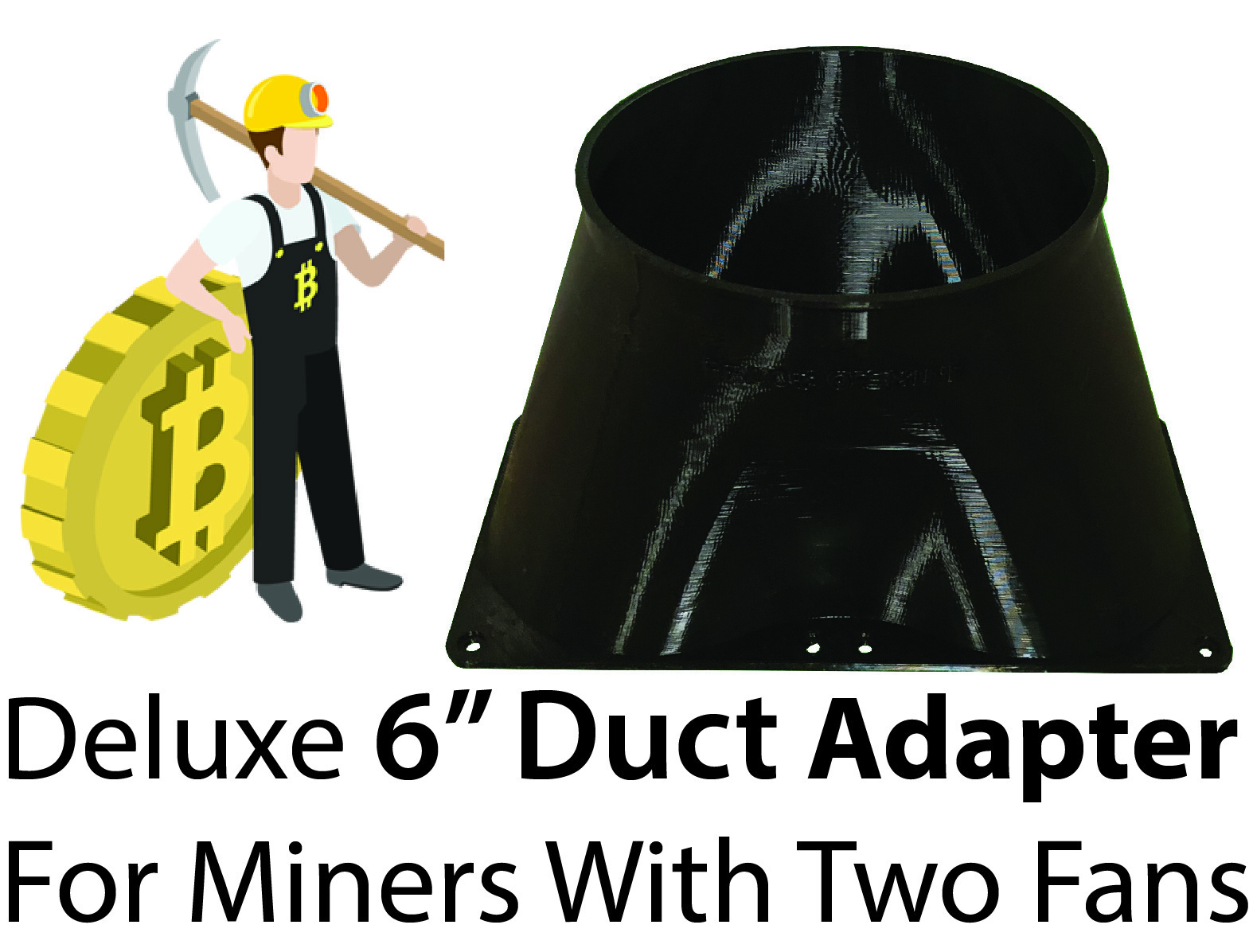 AntMiners S19j DR5 S15 T15 S17 Fan Duct Cooling Shroud to 6 Inch Two Fan models
