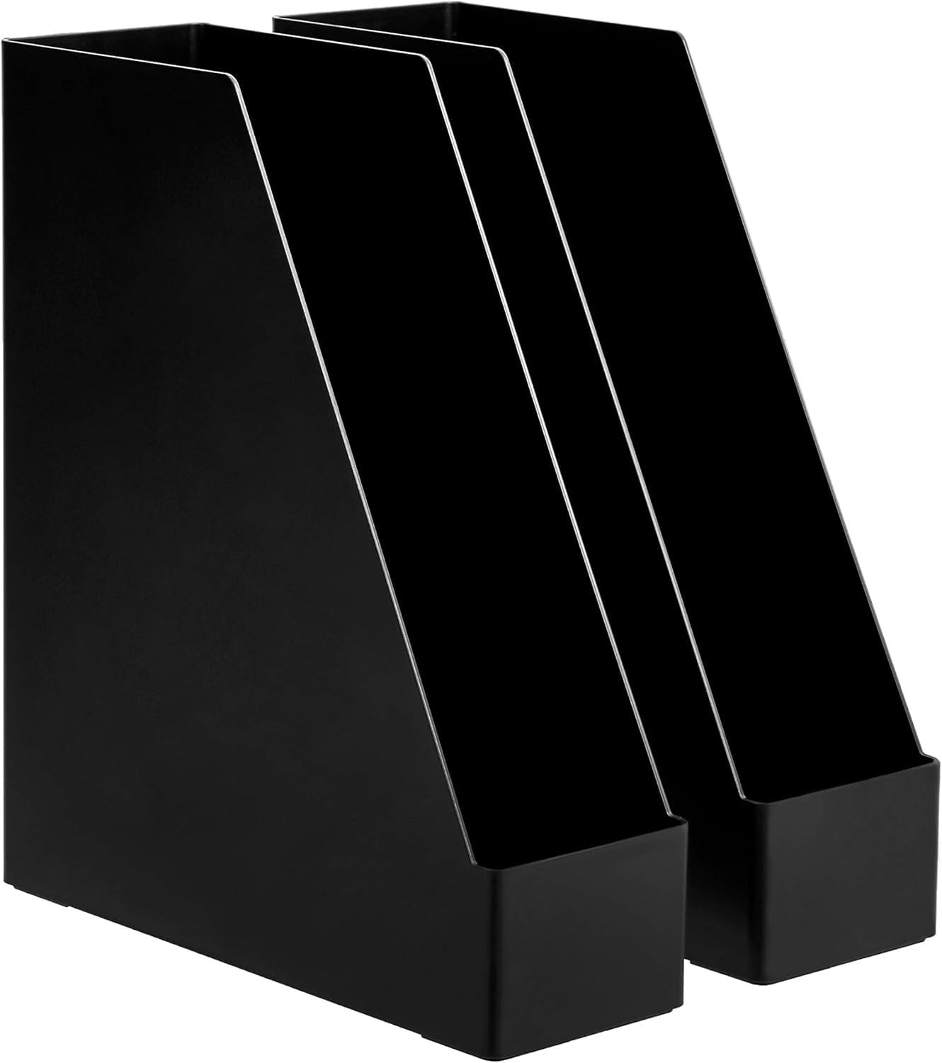 Amazon Basics Plastic Desk Organizer - Vertical Magazine and 2 pack, Black
