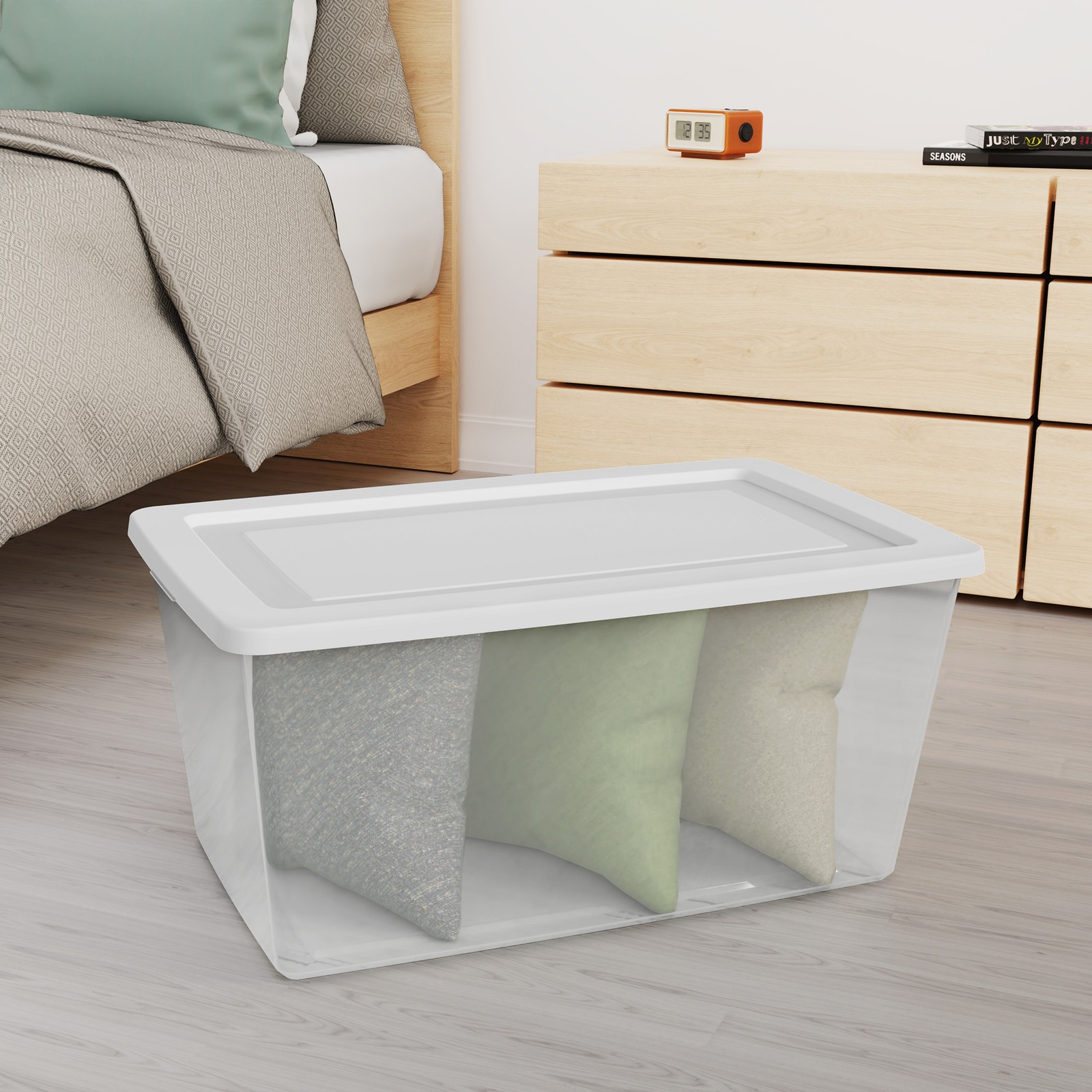 Sterilite 90 Qt Storage Box, Stackable Plastic Container, Home Organizer, 4 Pack