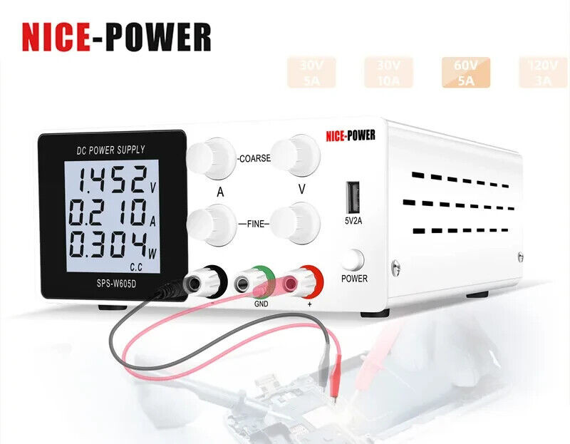 SPS-W605D 60V, 5A, 300W Precision Variable Adjustable DC Power Supply US Ship