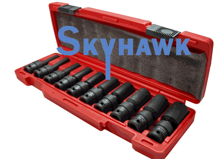 10 Pc 1/2" Drive SAE Universal Swivel Deep Impact Socket Set  PRO Radius Set