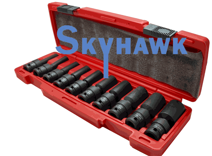 10 Pc 1/2" Drive SAE Universal Swivel Deep Impact Socket Set PRO Radius Set