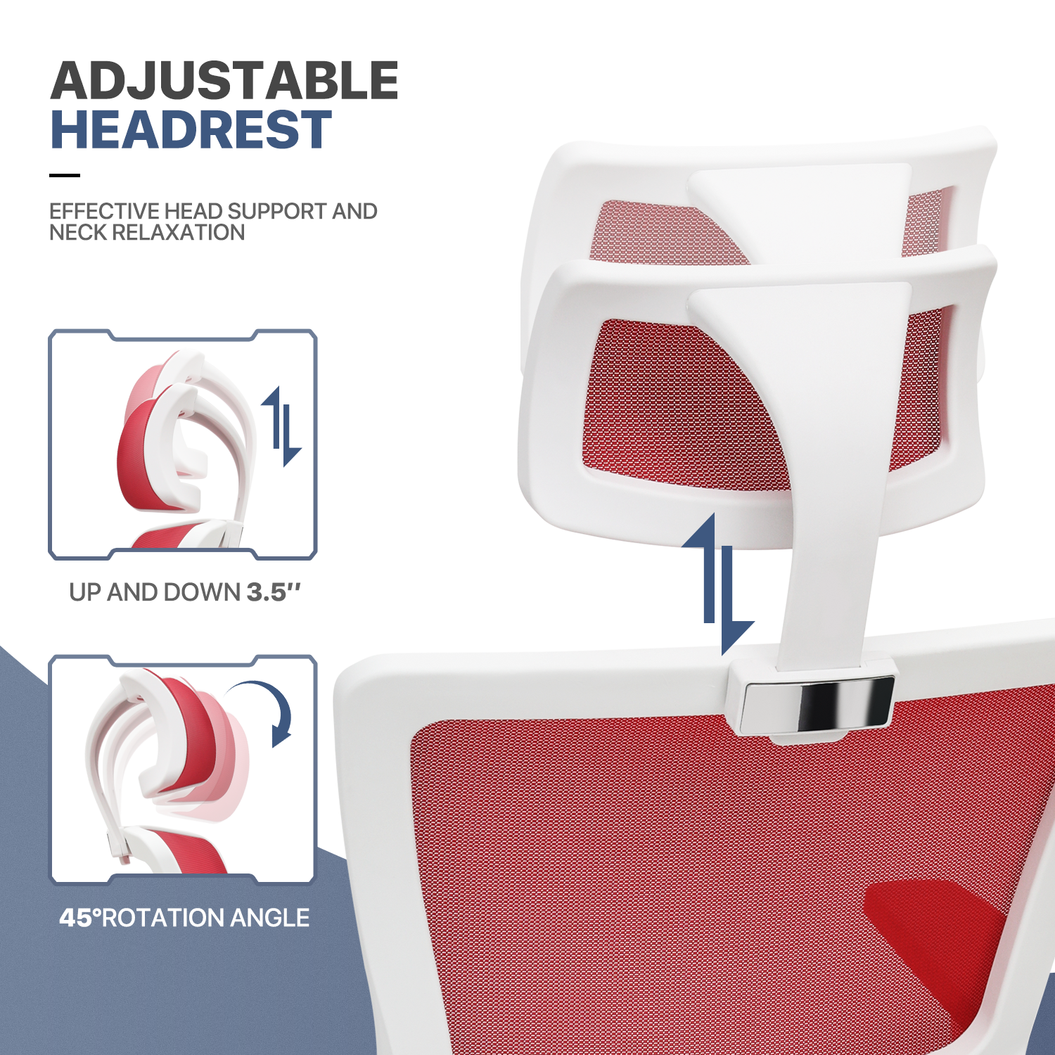 Red Mesh High Back Office Desk Computer Chair Home Adjustable Headrest Task Seat