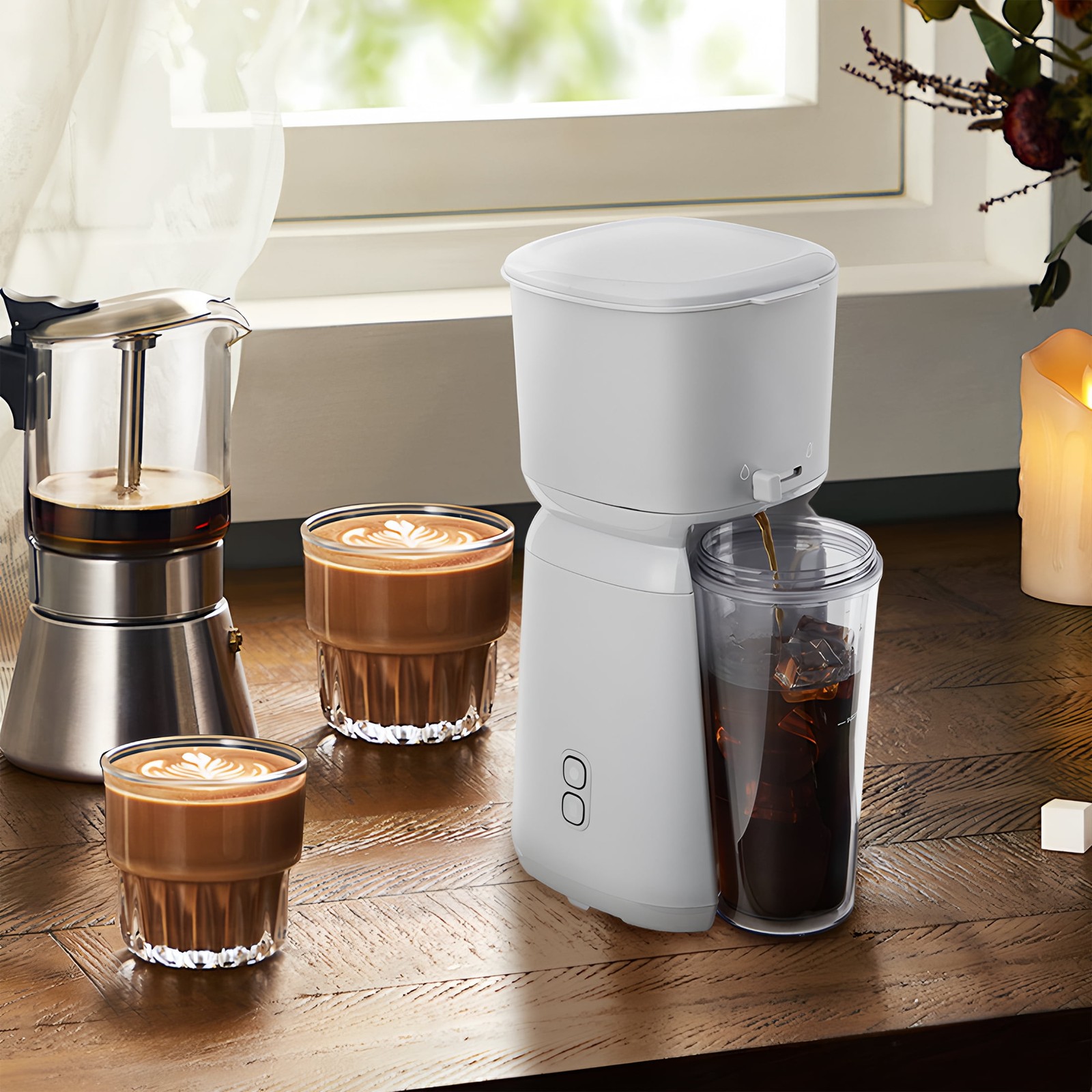 Single Serve Iced Coffee Maker Soft Silver