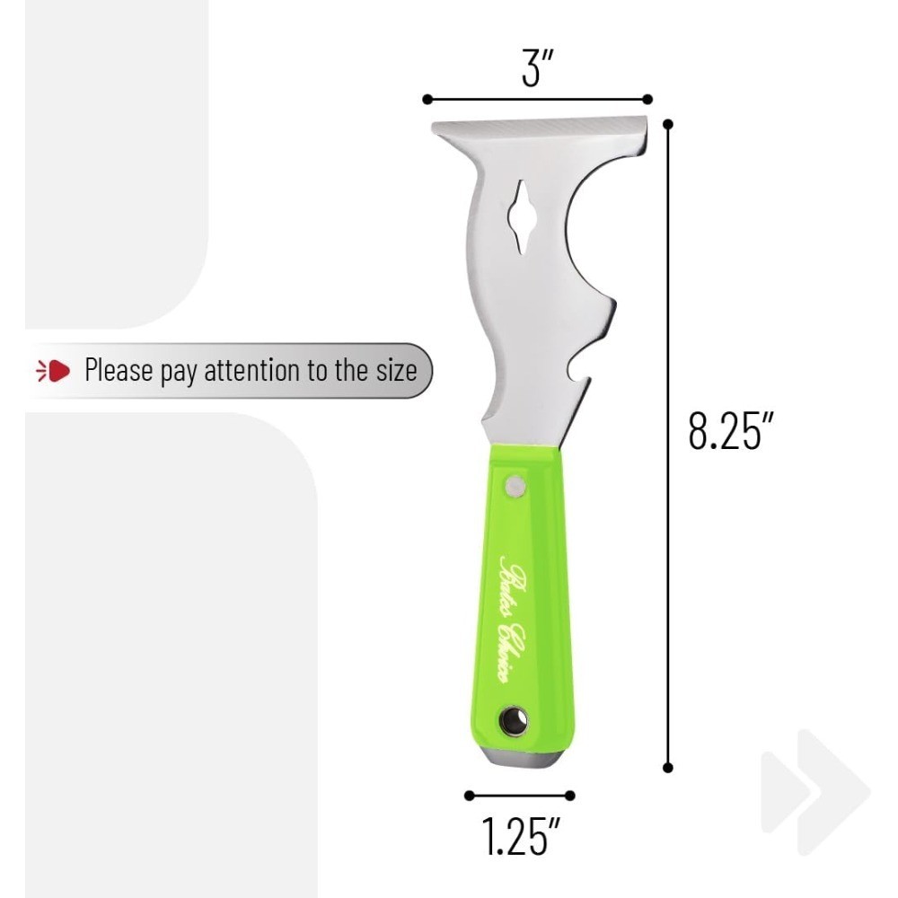 Bates- Paint Scraper, 10 in 1 Painters Tool, Green Handle Paint Scrapers for