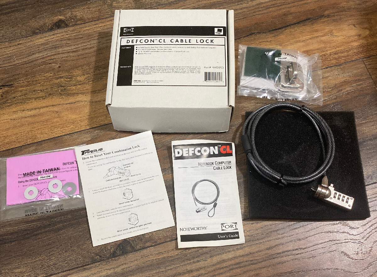 Targus Defcon CL Laptop Cable Combination Lock with Security Base Plate NWDEFCL