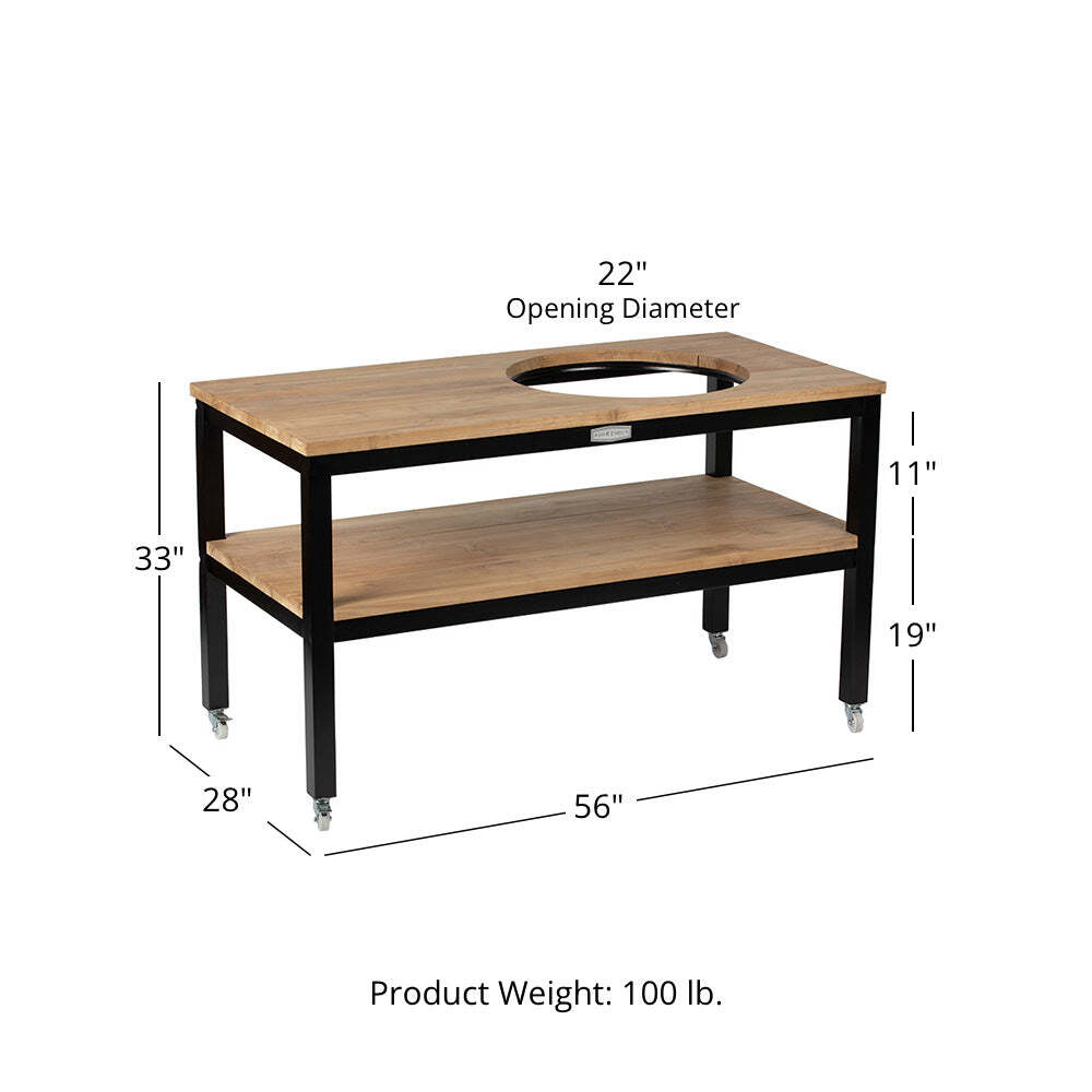 Ash & Ember Grade A Teak Ceramic Grill Table, Weather Resistant Grill Stand
