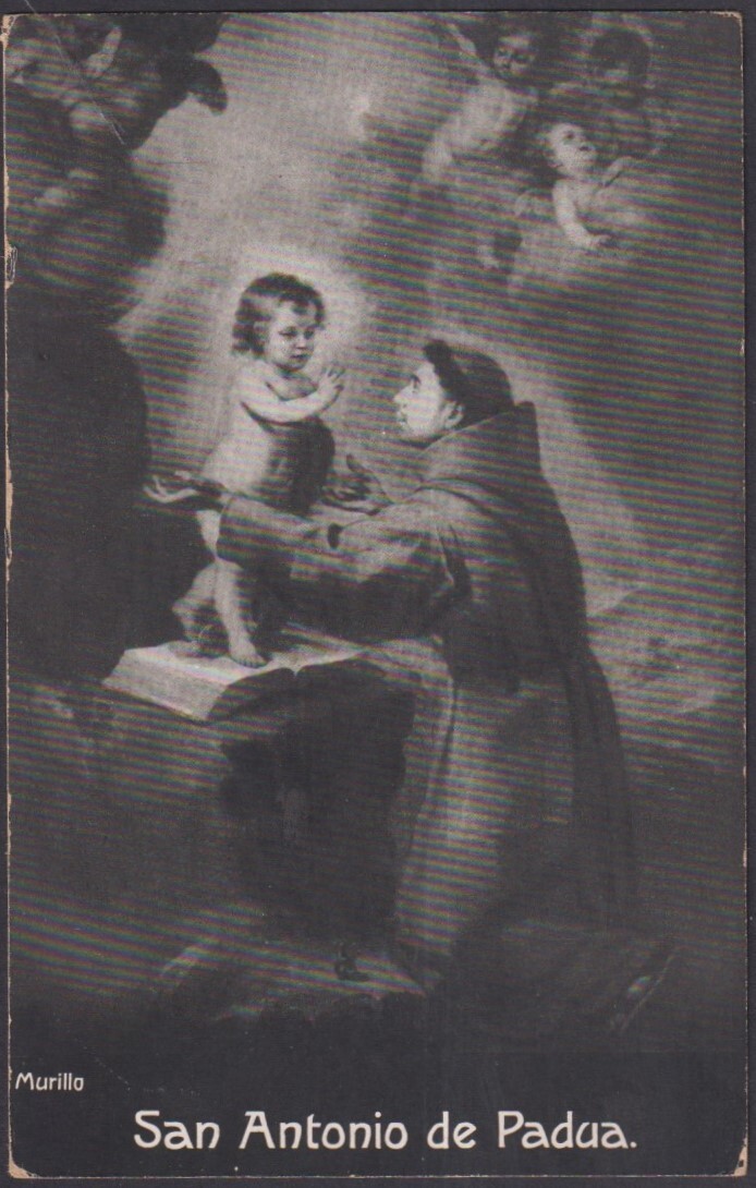 Holy card antique postale de San Antonio de Padua santino estampa