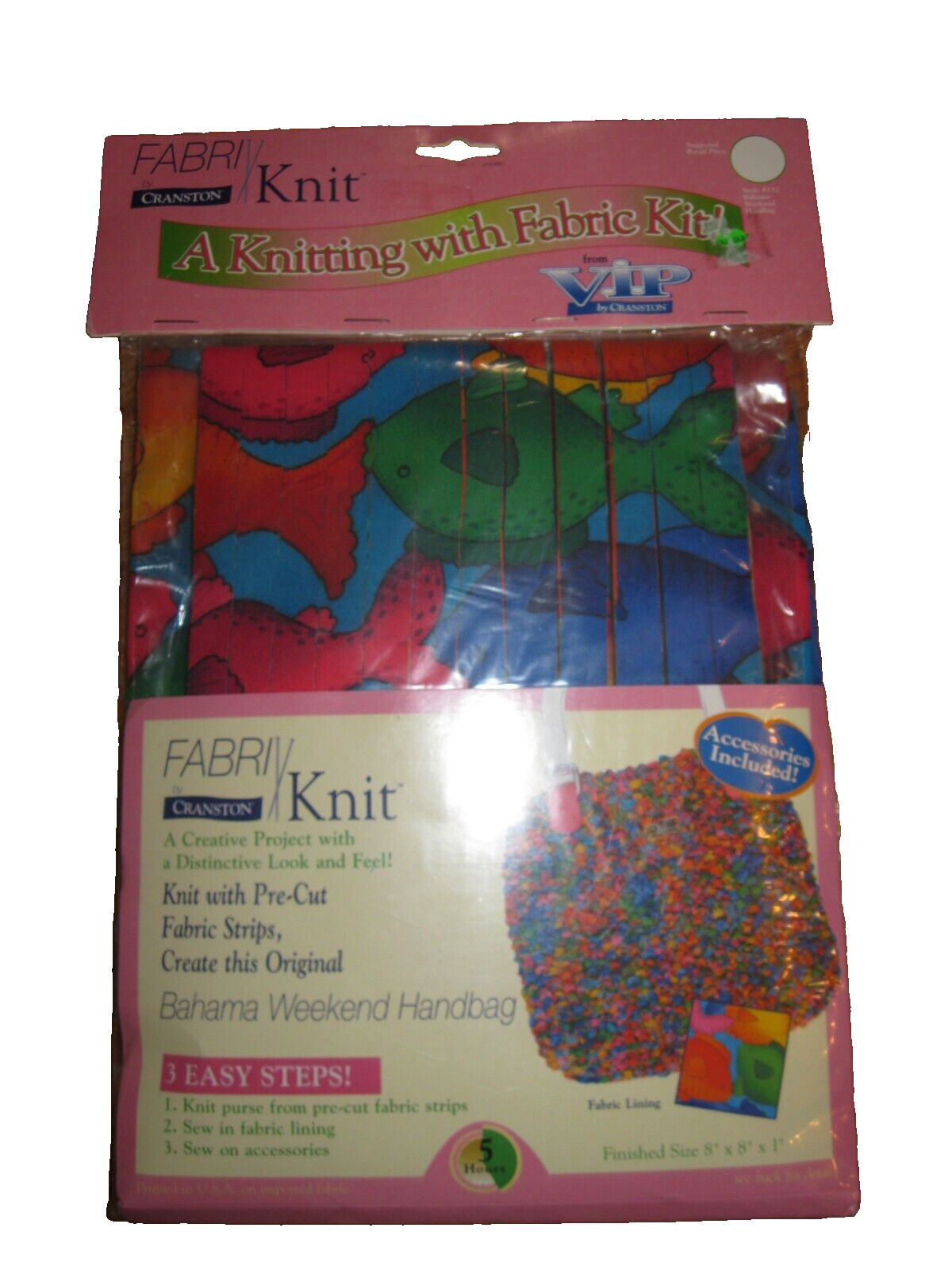 Cranston Fabri Fabric Knit Kit Tropical Fish Bahama Weekend Handbag Blue Orange