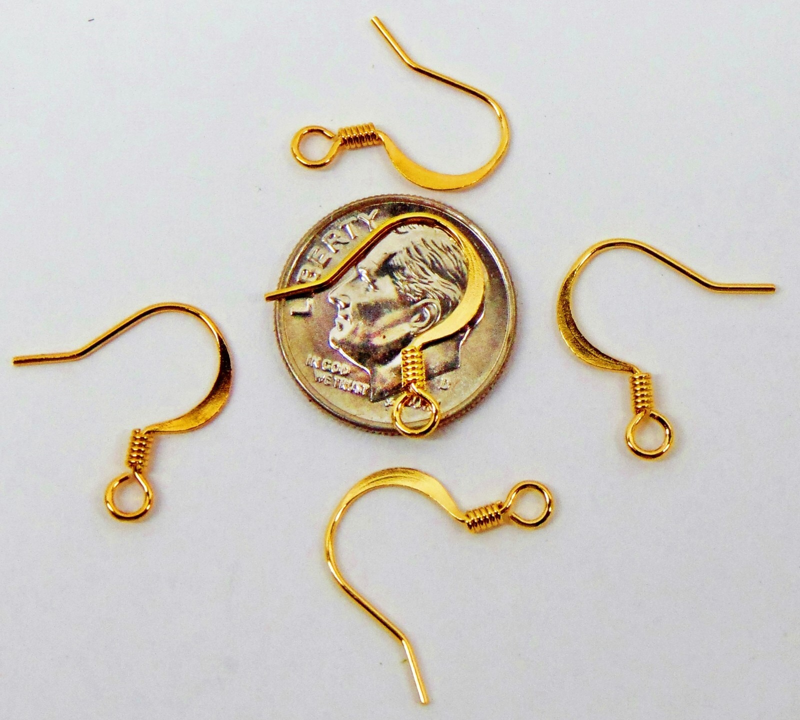 144 (One gross) GOLD Plated Brass  Flat FRENCH HOOKS  Ear Wires Coil ~ No Nickel