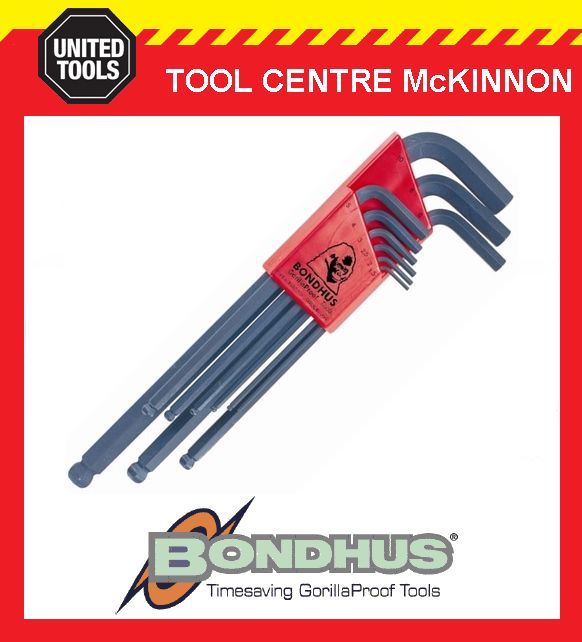 BONDHUS 10999 9pce METRIC LONG ARM BALL POINT HEX ALLEN KEY SET – MADE IN USA