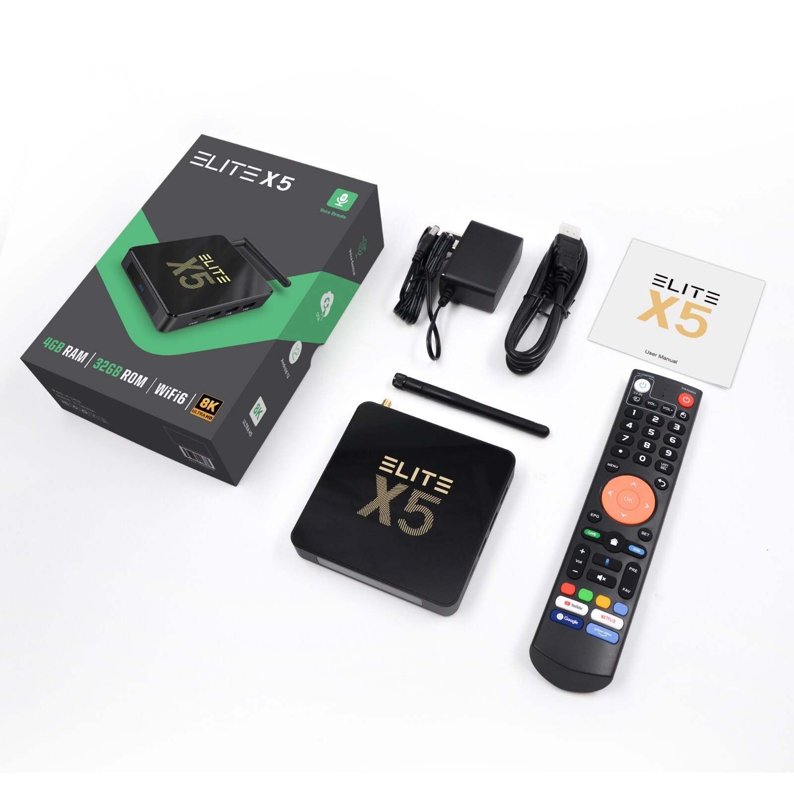 Elite X5 2027 4GB RAM Memory 32GB Storage Android 12 Streaming Media Player