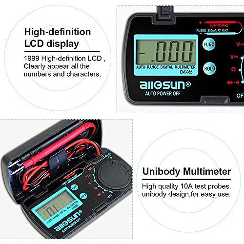 Mini Folding Digital Multimeter Automotive Tester AC DC Volt AMP Auto Range
