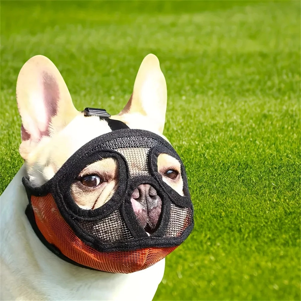 Short-snouted Flat Face Dog Muzzle 1pc, Breathable Adjustable Pet Mask, Anti-bit