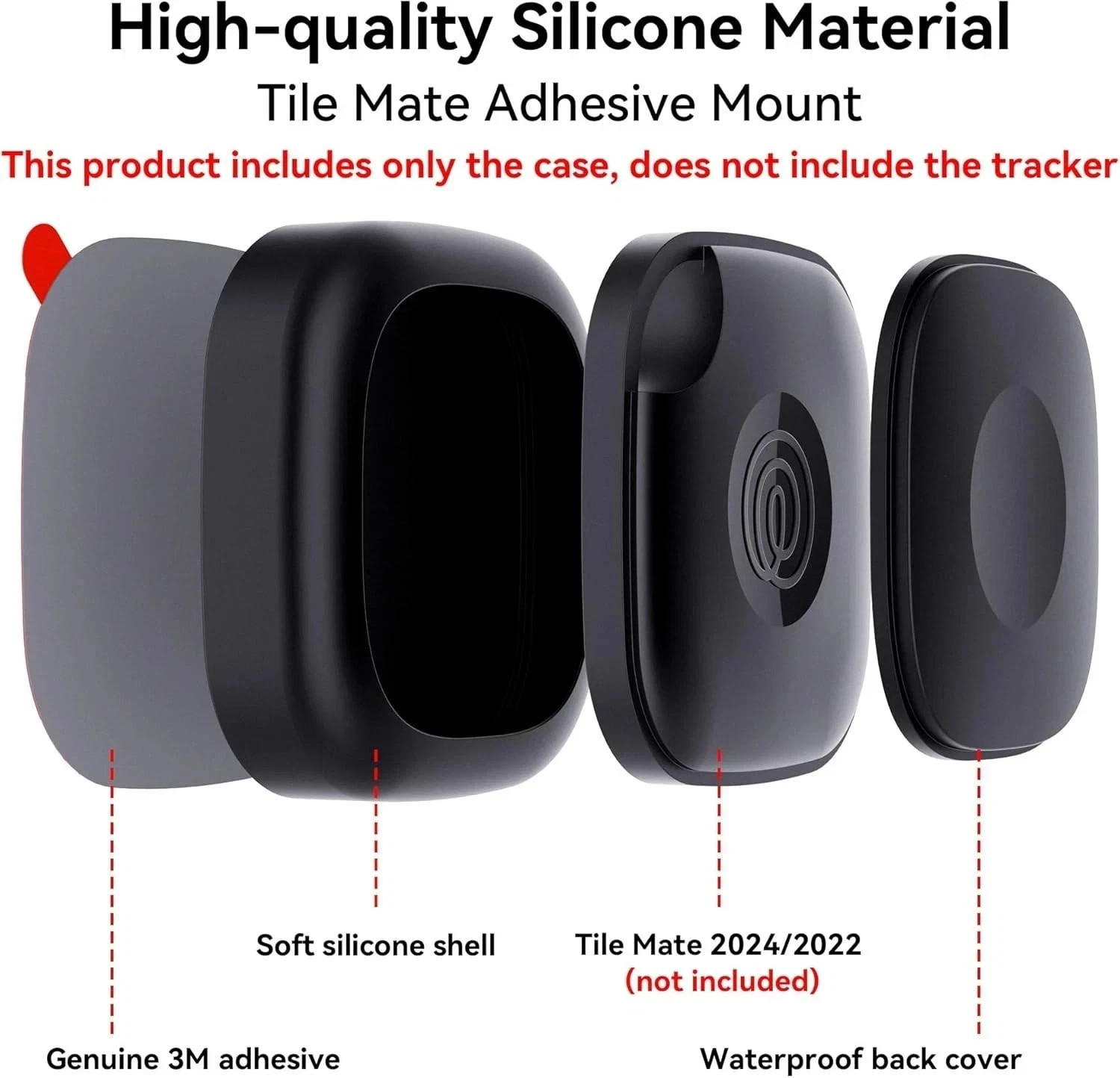 4 Pack for Tile Life360 Mate 2024/2022 Bluetooth Tracker Adhesive Black