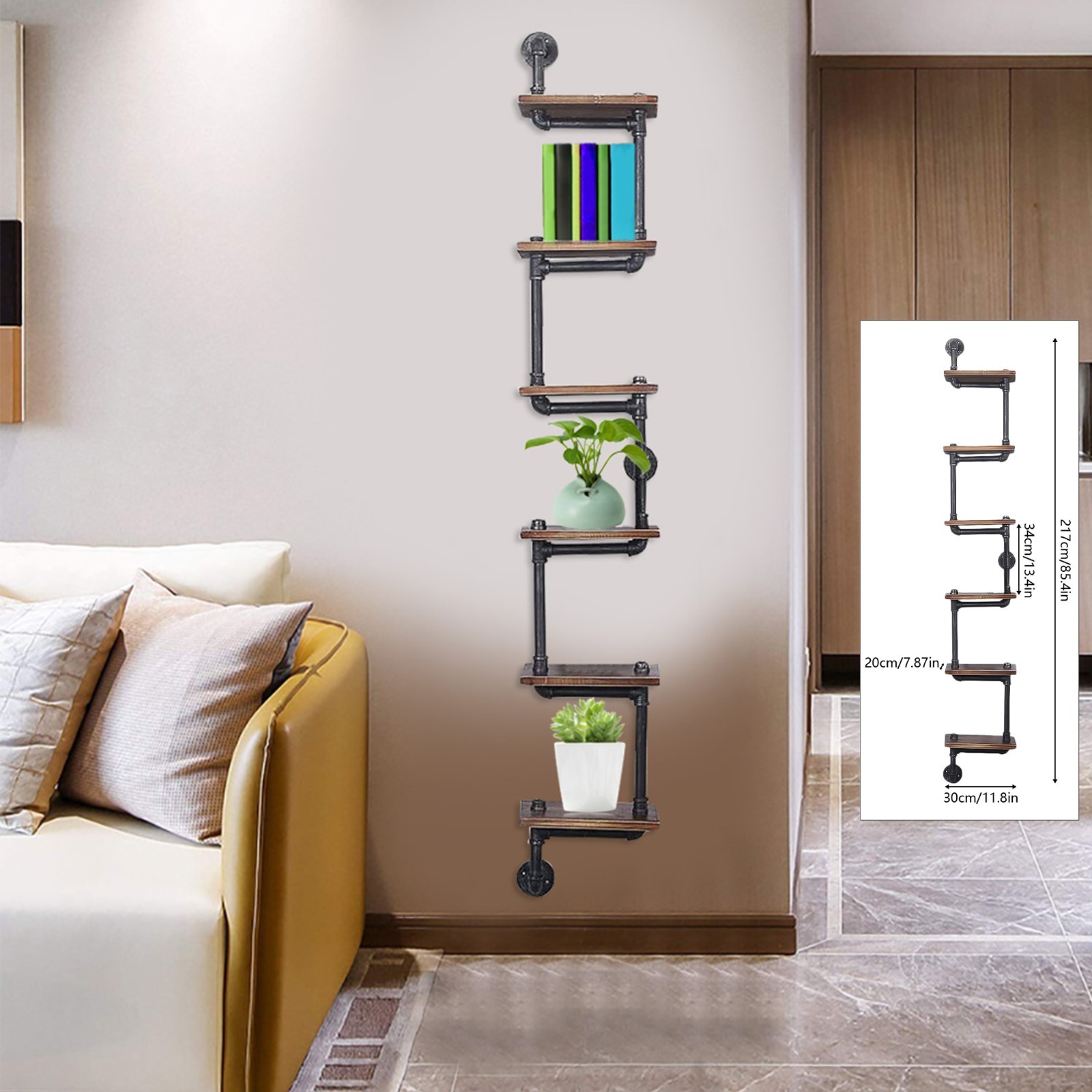 Industrial Floating Shelves, Pipe Shelf DIY Rustic - Urban, Vintage, Steampunk