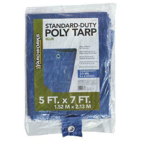 Tarp Lot 5'x7' Yardworks Blue Standard Duty Poly UV Sun Mildew Water Protection