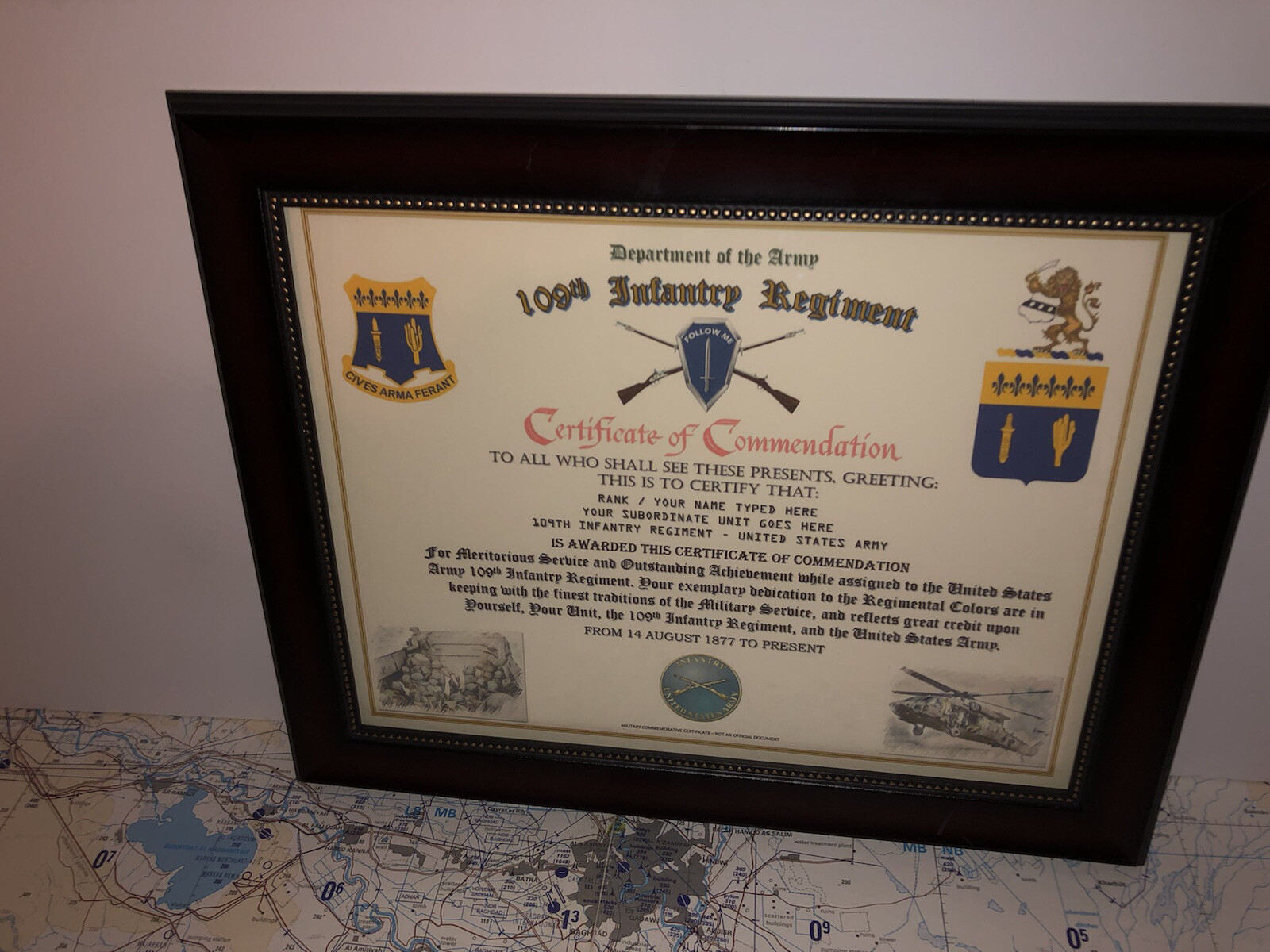 109TH INFANTRY REGIMENT / COMMEMORATIVE - CERTIFICATE OF COMMENDATION