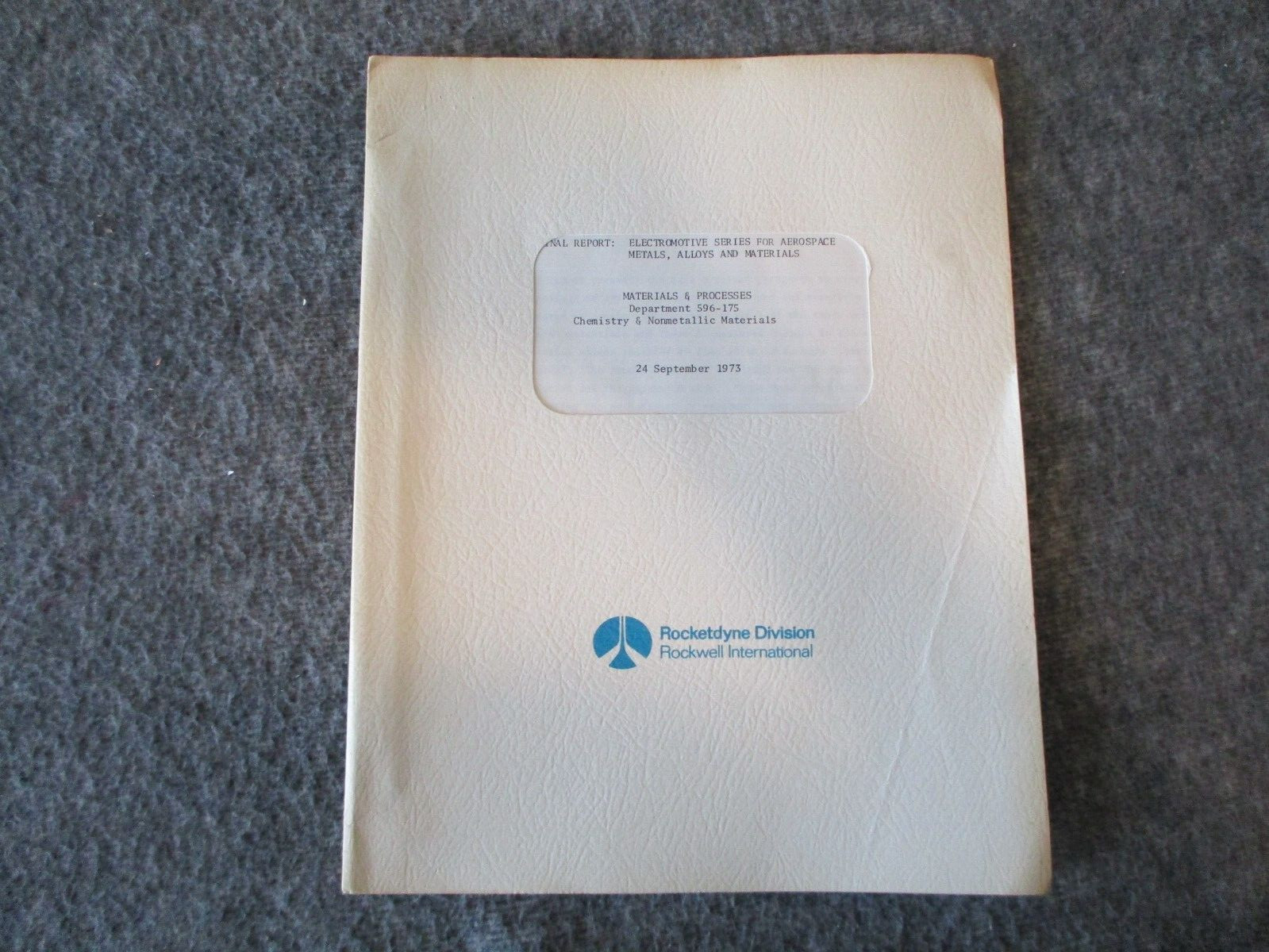 NASA SPACE SHUTTLE/VEHICLE SPECS METALS/MATERIALS/TESTING REPORTS/RESULTS 71-73