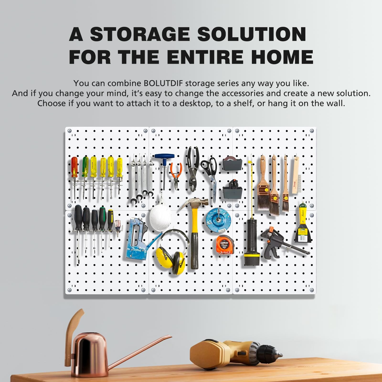 6Pcs Peg board, Pegboard Wall Organizer Panels, Wall Mount Display Small Pegboar