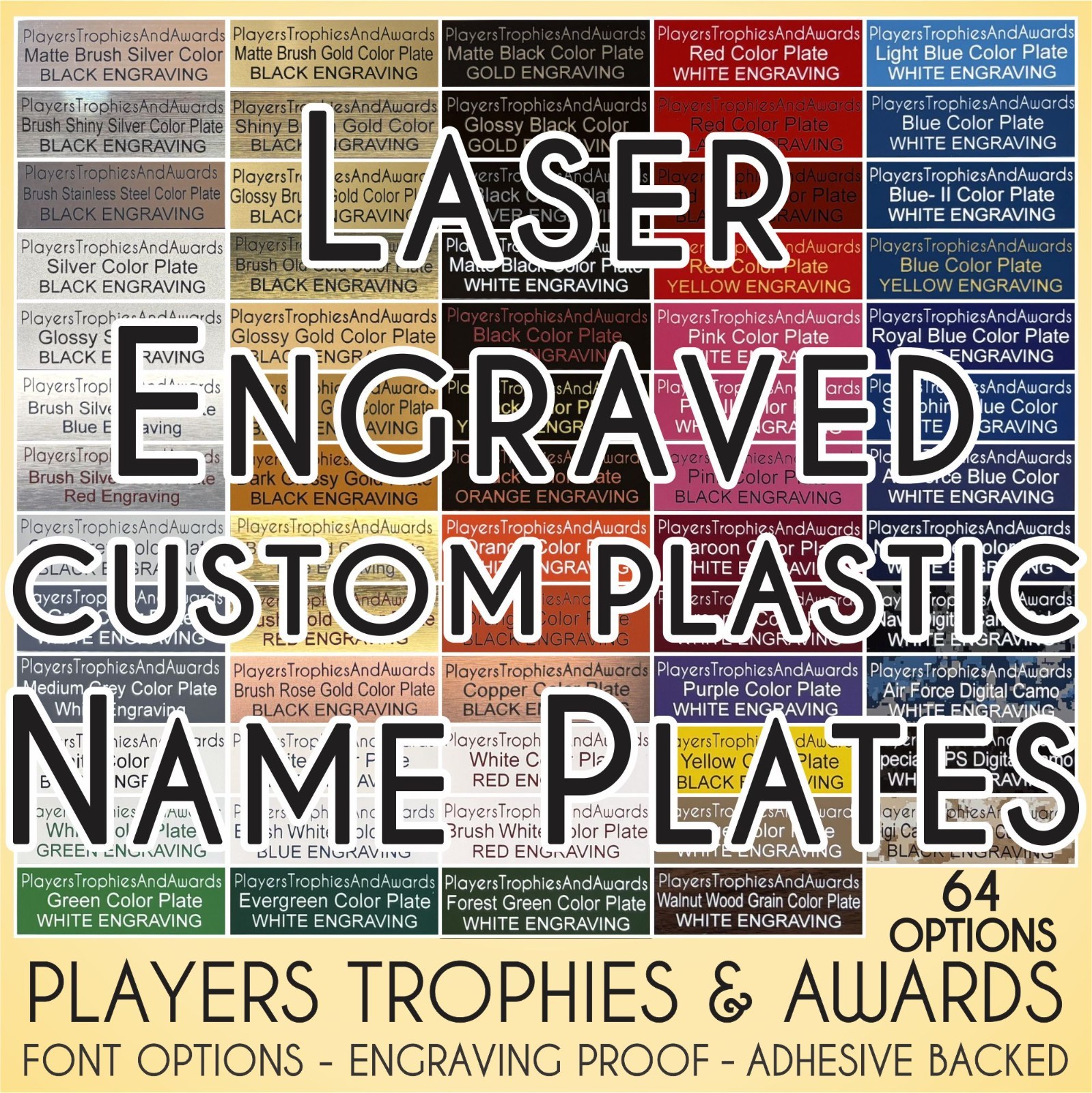 1.50 x 1.50 PLASTIC Engraved name plate CUSTOM Trophy Tag Engraving Proof PTA
