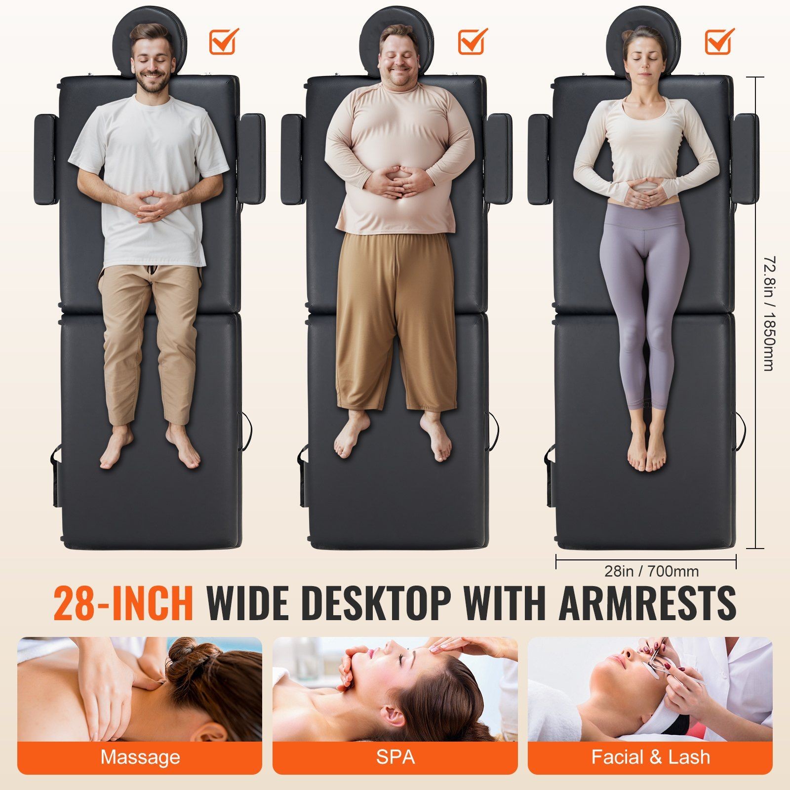 Ultra Strong 28in Massage Table 600lb Load, Folding Design for Mobility