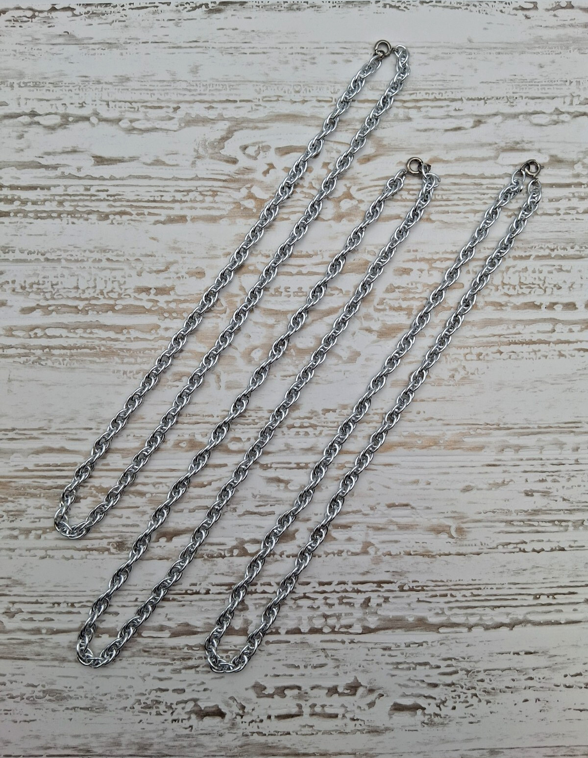 Lightweight Necklace Chains: silver color with spring clasps, Lot of 24