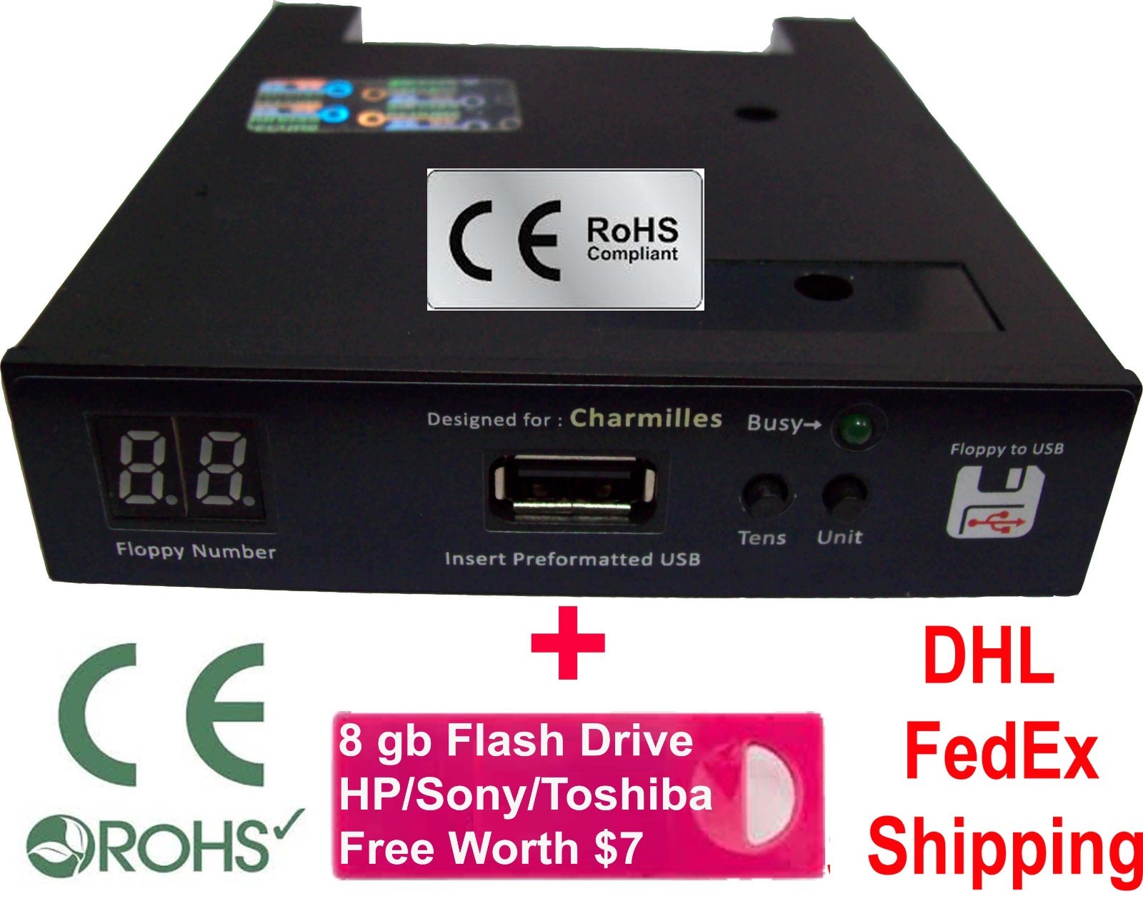 Floppy Drive to USB Converter for Charmilles Roboform Robofil+8GB PenDrive (720)