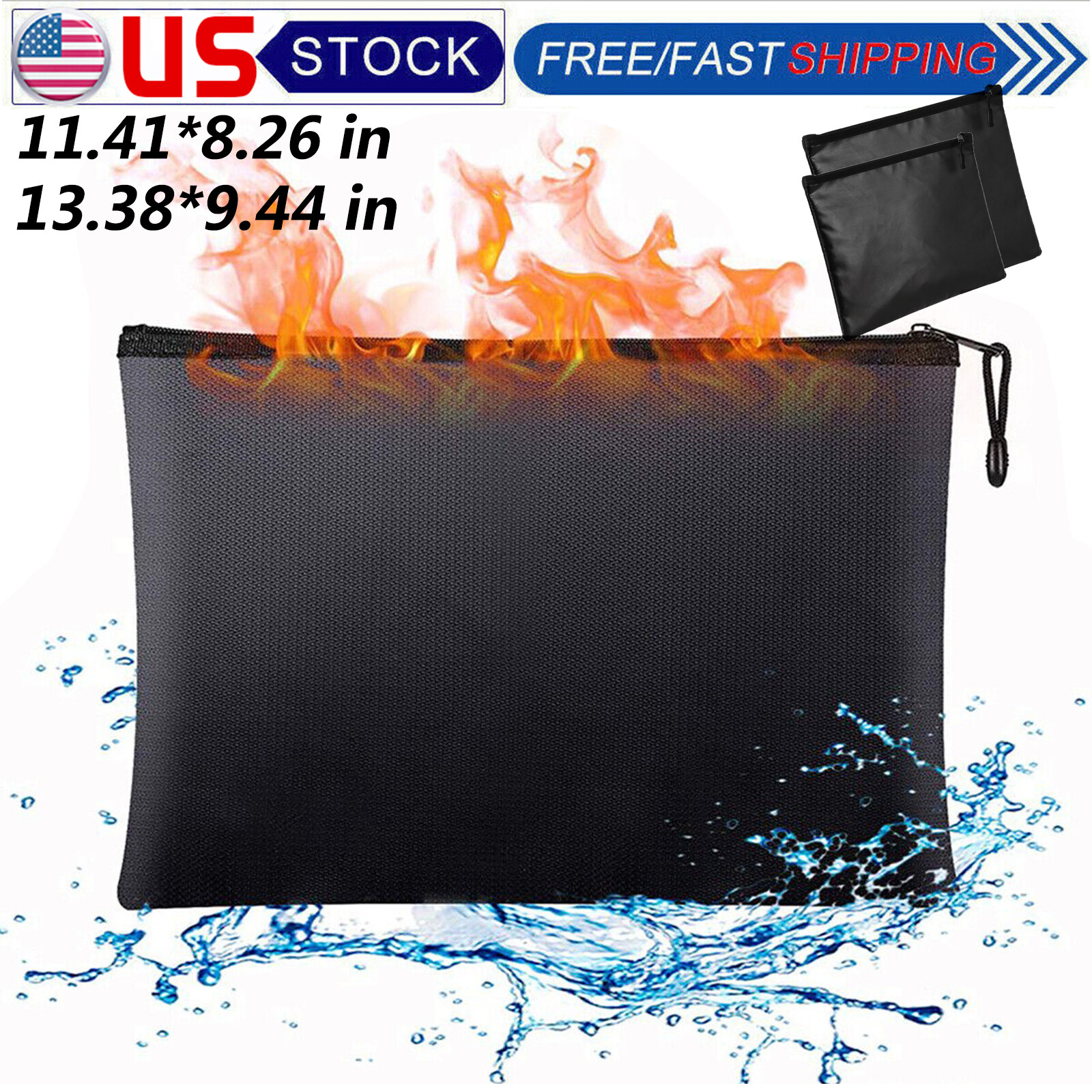 2000℉ Fire Proof money Bag  Fireproof Document Pouch Waterproof  Safe Cash  US
