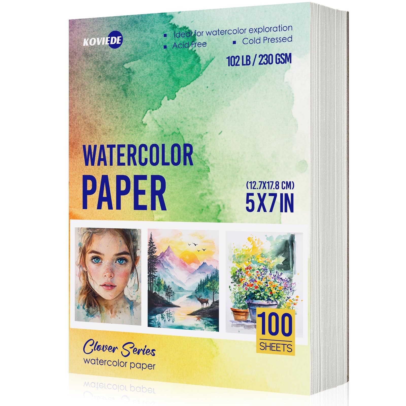 100 PCS Watercolor Paper 5x7 Inch 102LB/230GSM Cold Press Practice Sheets