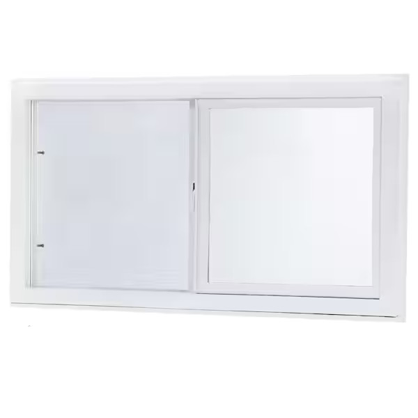 Basement Slider Vinyl Windows Dual Pane Insulated Glass 32in x 16 in White TAFCO