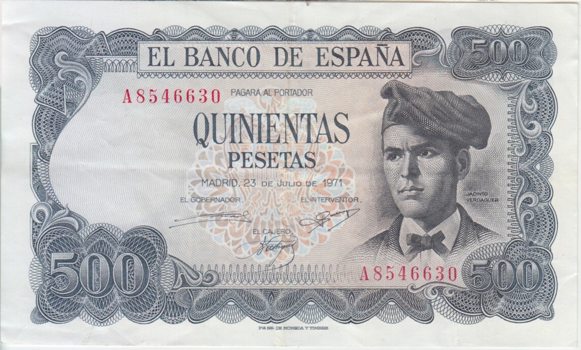 Spain banknote P.153 500 Pesetas 23.7.1971, VF   We Combine